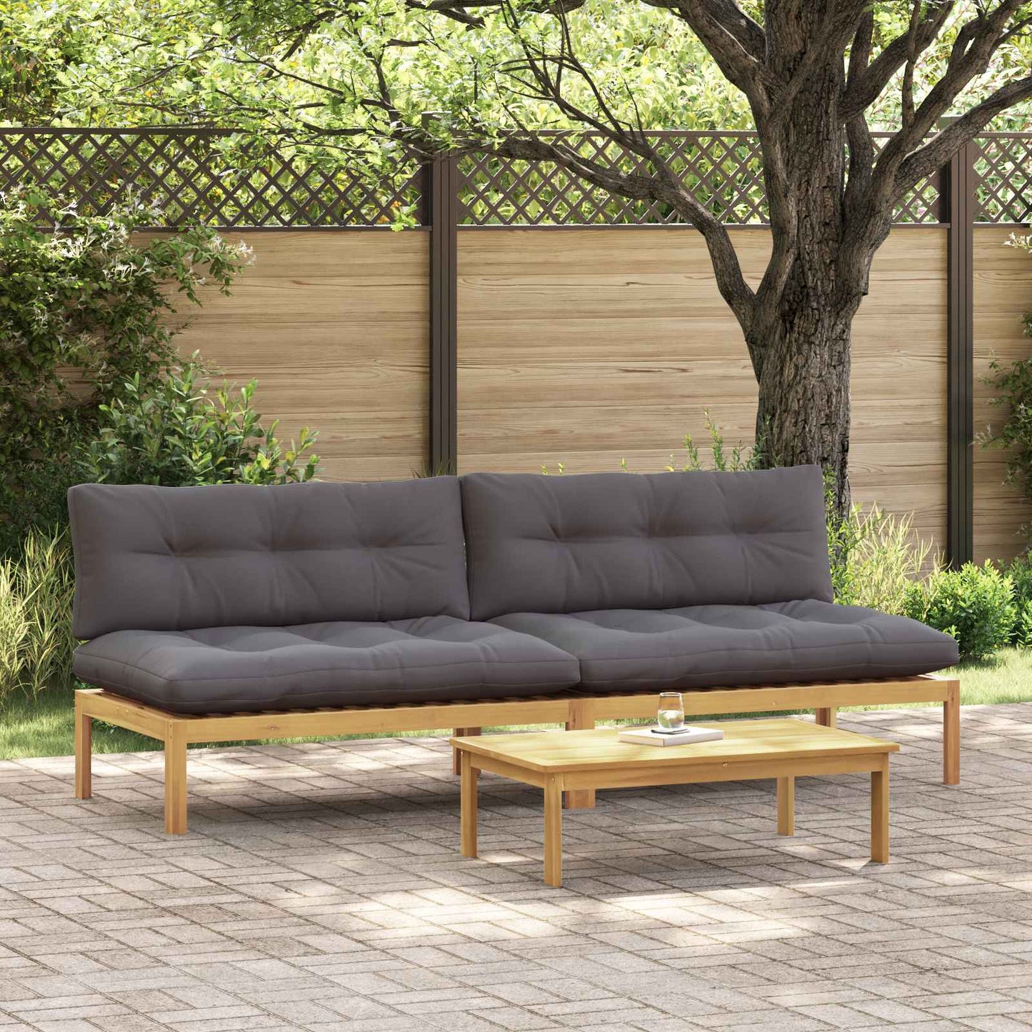 Midden Sofaset Licht Acacia en Donker Grijs 240 x 80 x 82 cm is nu te koop bij PeponiXL, paradijselijk wonen!