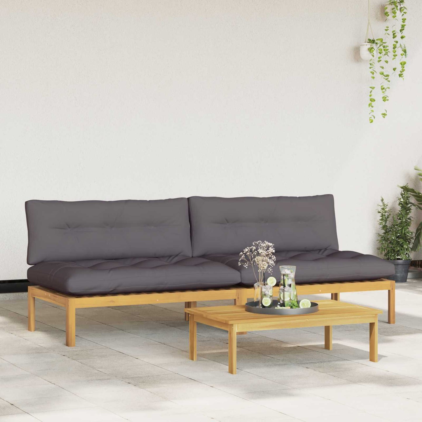 Midden Sofaset Licht Acacia en Donker Grijs 240 x 80 x 82 cm is nu te koop bij PeponiXL, paradijselijk wonen!