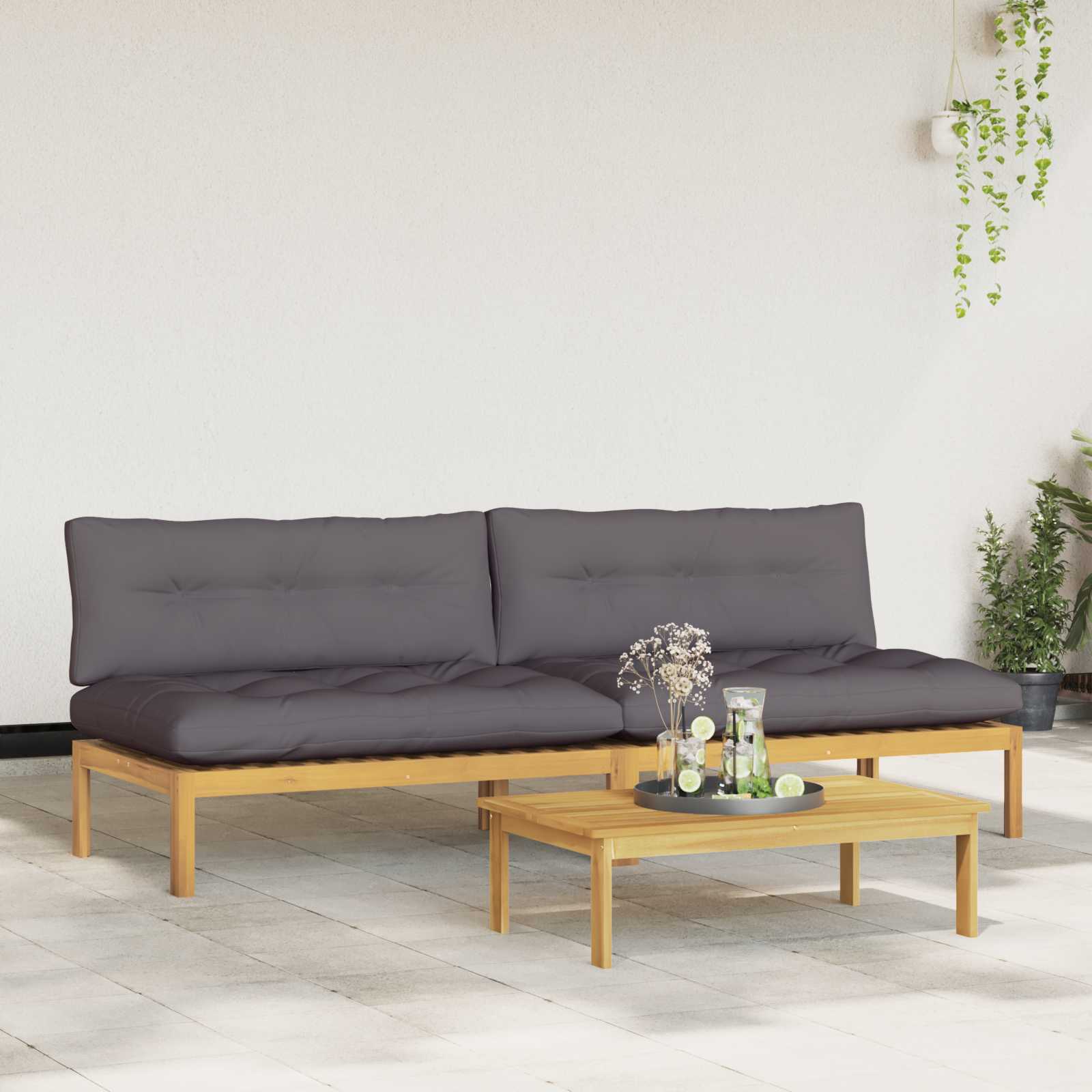 Midden Sofaset Licht Acacia en Donker Grijs 240 x 80 x 82 cm is nu te koop bij PeponiXL, paradijselijk wonen!