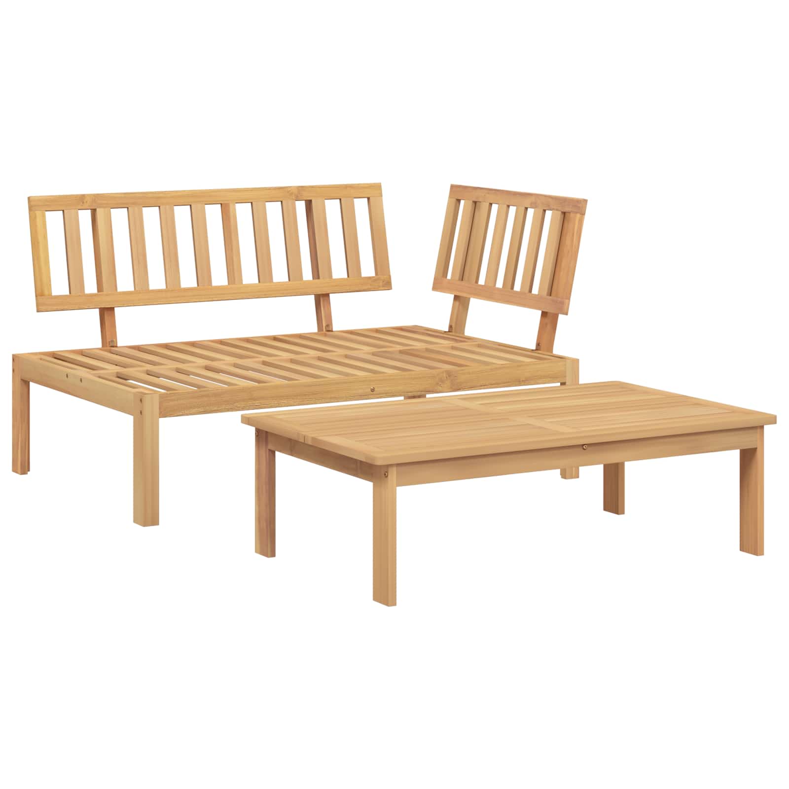 Bankstel met kussen Effen 2 pcs Zwart Massief Acaciahout is nu te koop bij PeponiXL, paradijselijk wonen!