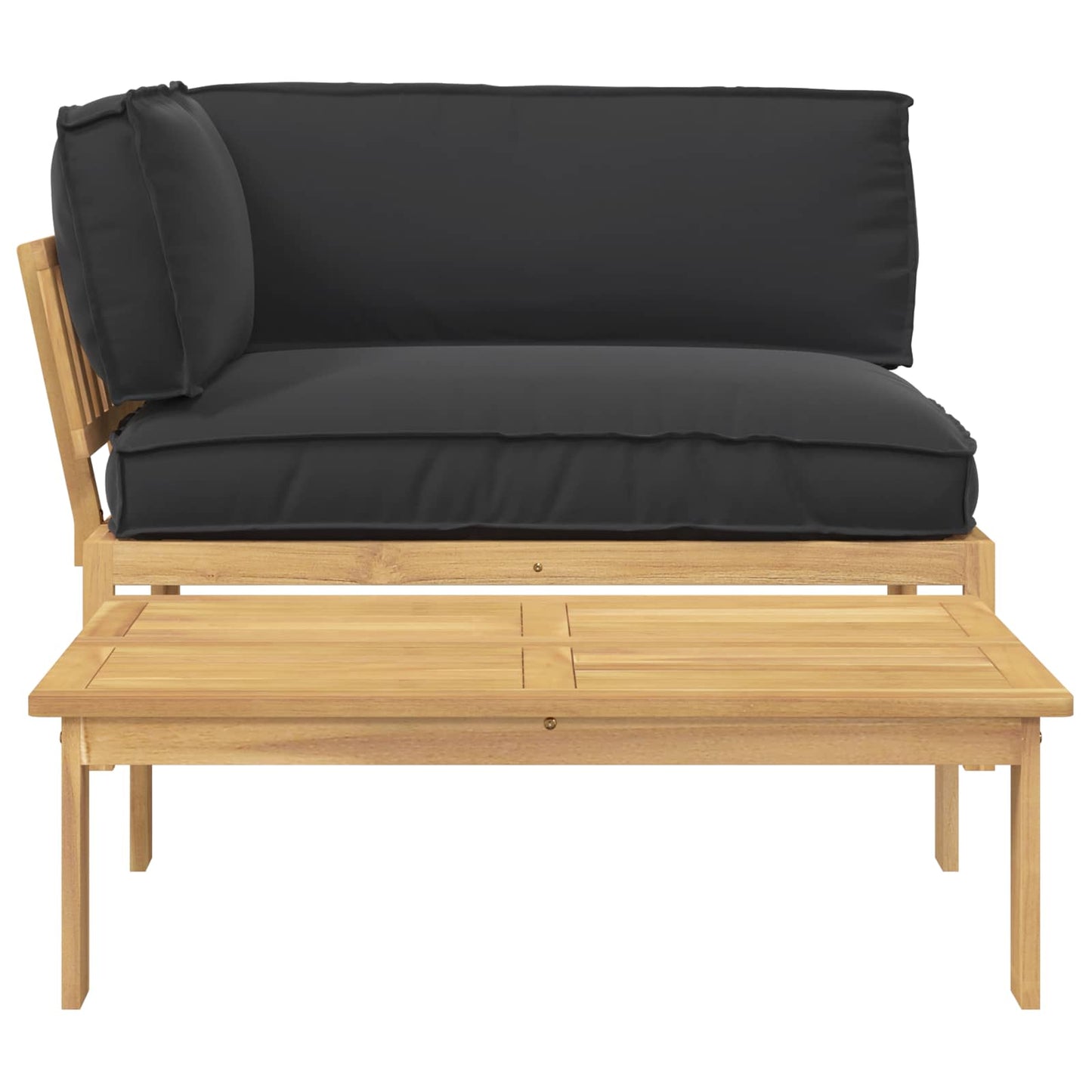 Bankstel met kussen Effen 2 pcs Zwart Massief Acaciahout is nu te koop bij PeponiXL, paradijselijk wonen!