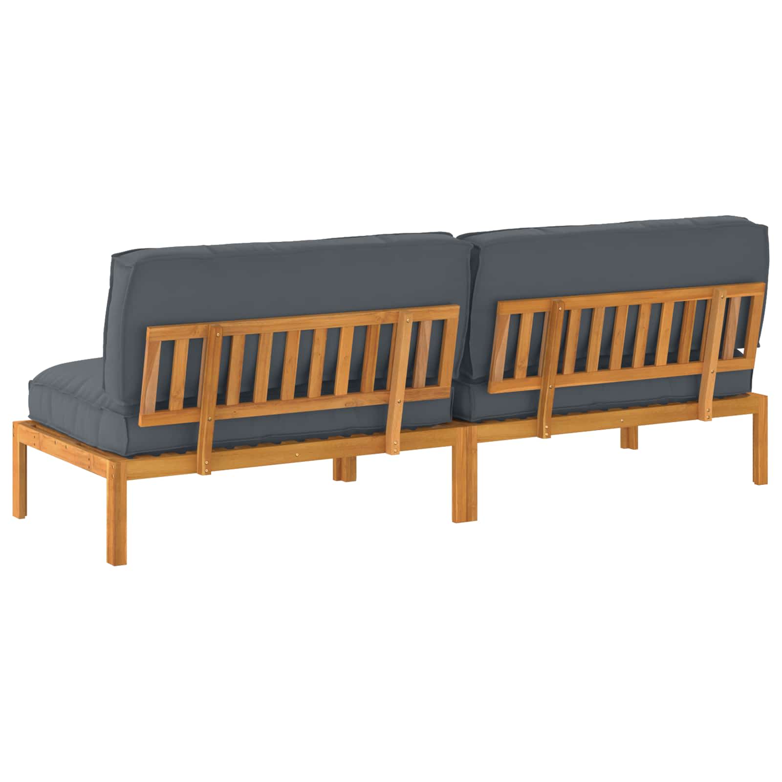Bankstel met kussen Effen 2 pcs Antraciet Massief Acaciahout is nu te koop bij PeponiXL, paradijselijk wonen!