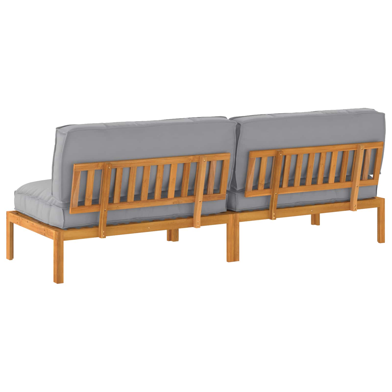Bankstel met kussen Effen 2 pcs Grijs Massief Acaciahout is nu te koop bij PeponiXL, paradijselijk wonen!