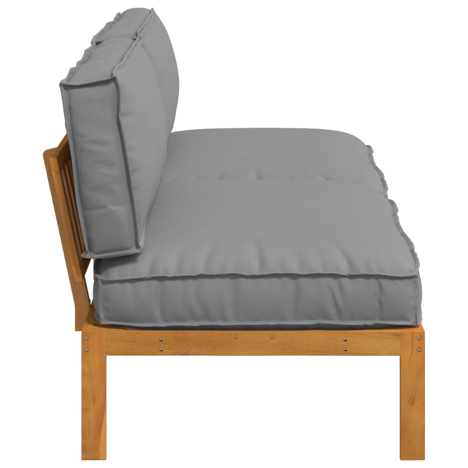 Bankstel met kussen Effen 2 pcs Grijs Massief Acaciahout is nu te koop bij PeponiXL, paradijselijk wonen!