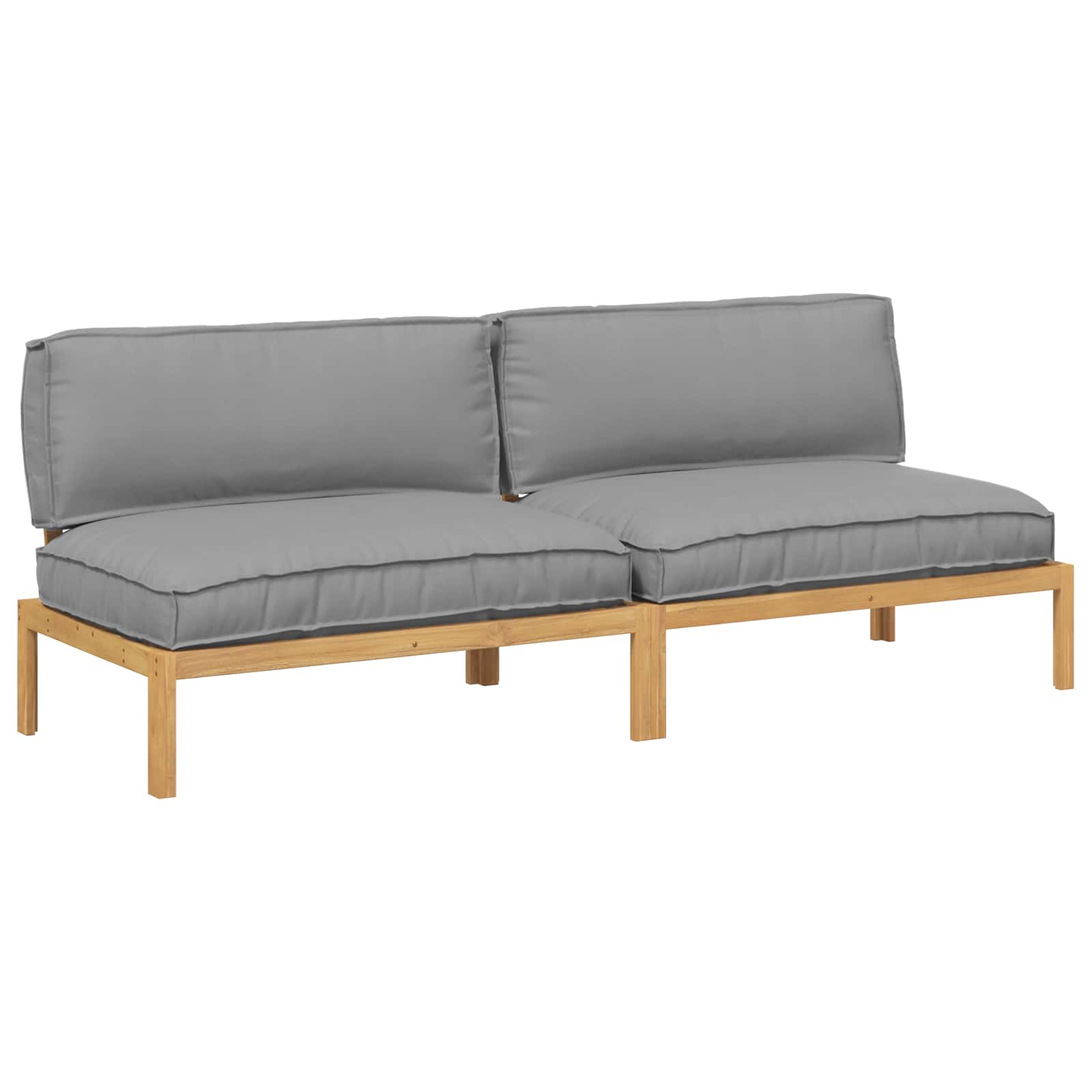 Bankstel met kussen Effen 2 pcs Grijs Massief Acaciahout is nu te koop bij PeponiXL, paradijselijk wonen!