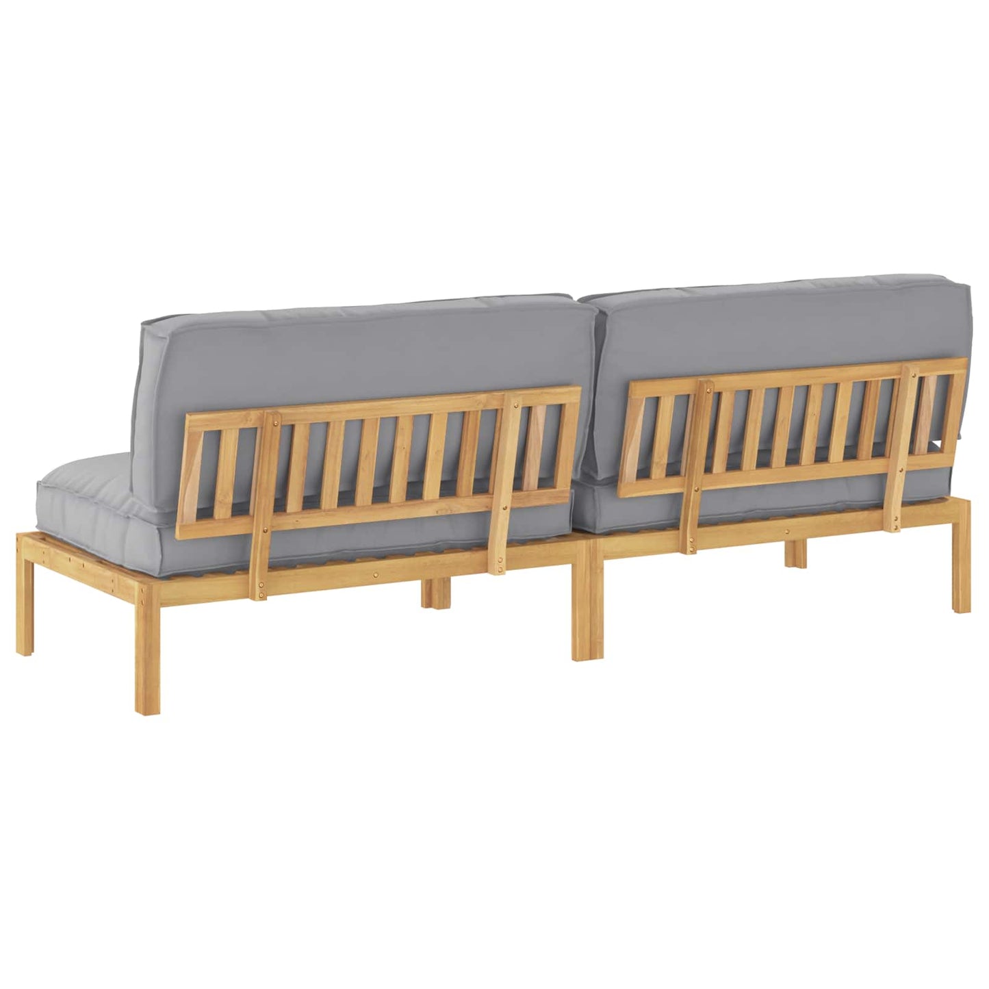 Bankstel met kussen Effen 2 pcs Grijs Massief Acaciahout is nu te koop bij PeponiXL, paradijselijk wonen!
