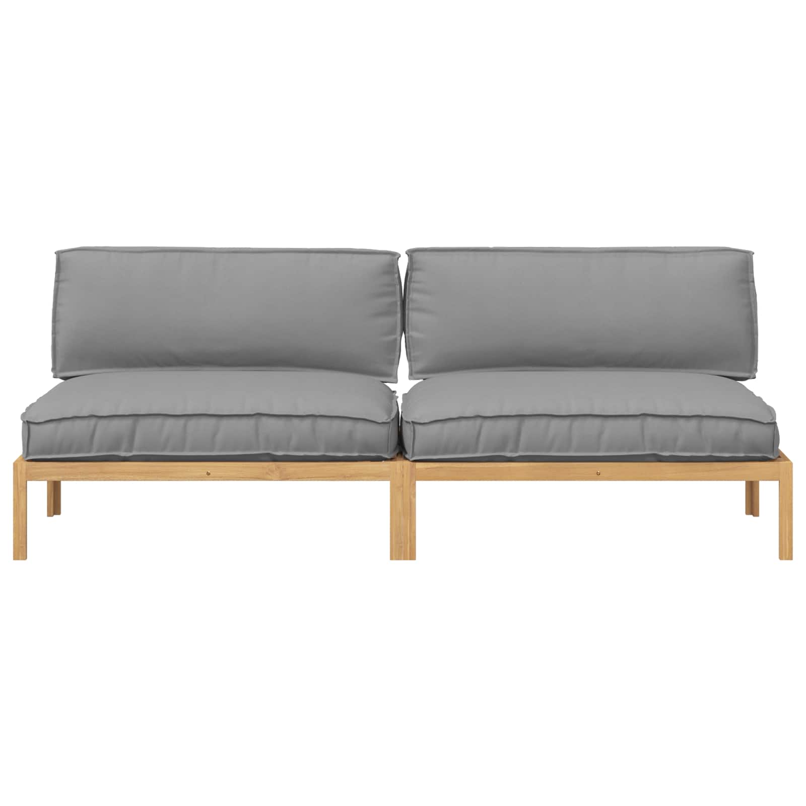Bankstel met kussen Effen 2 pcs Grijs Massief Acaciahout is nu te koop bij PeponiXL, paradijselijk wonen!