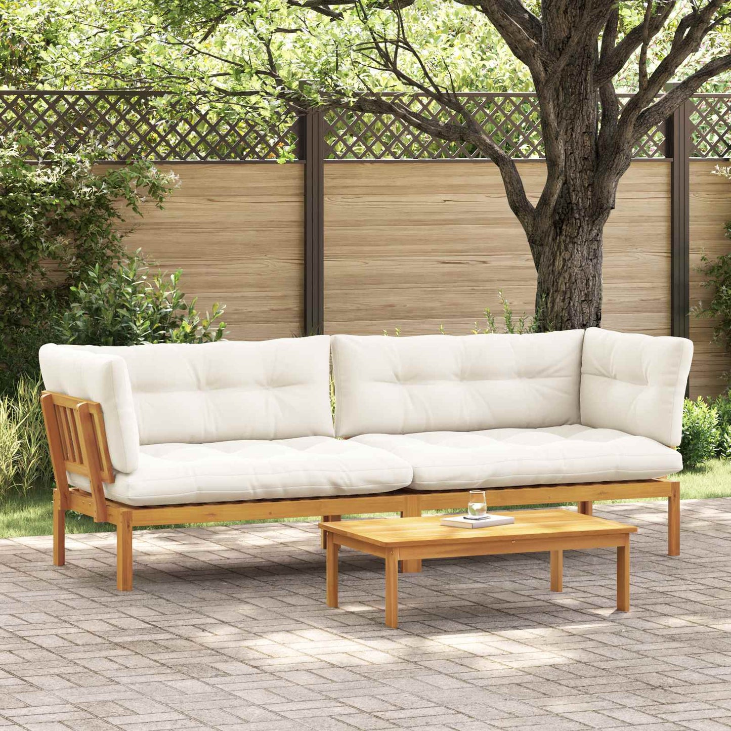 Garden Pallet Sofa Units 2 Stuk Natuurlijk en Crème Wit is nu te koop bij PeponiXL, paradijselijk wonen!