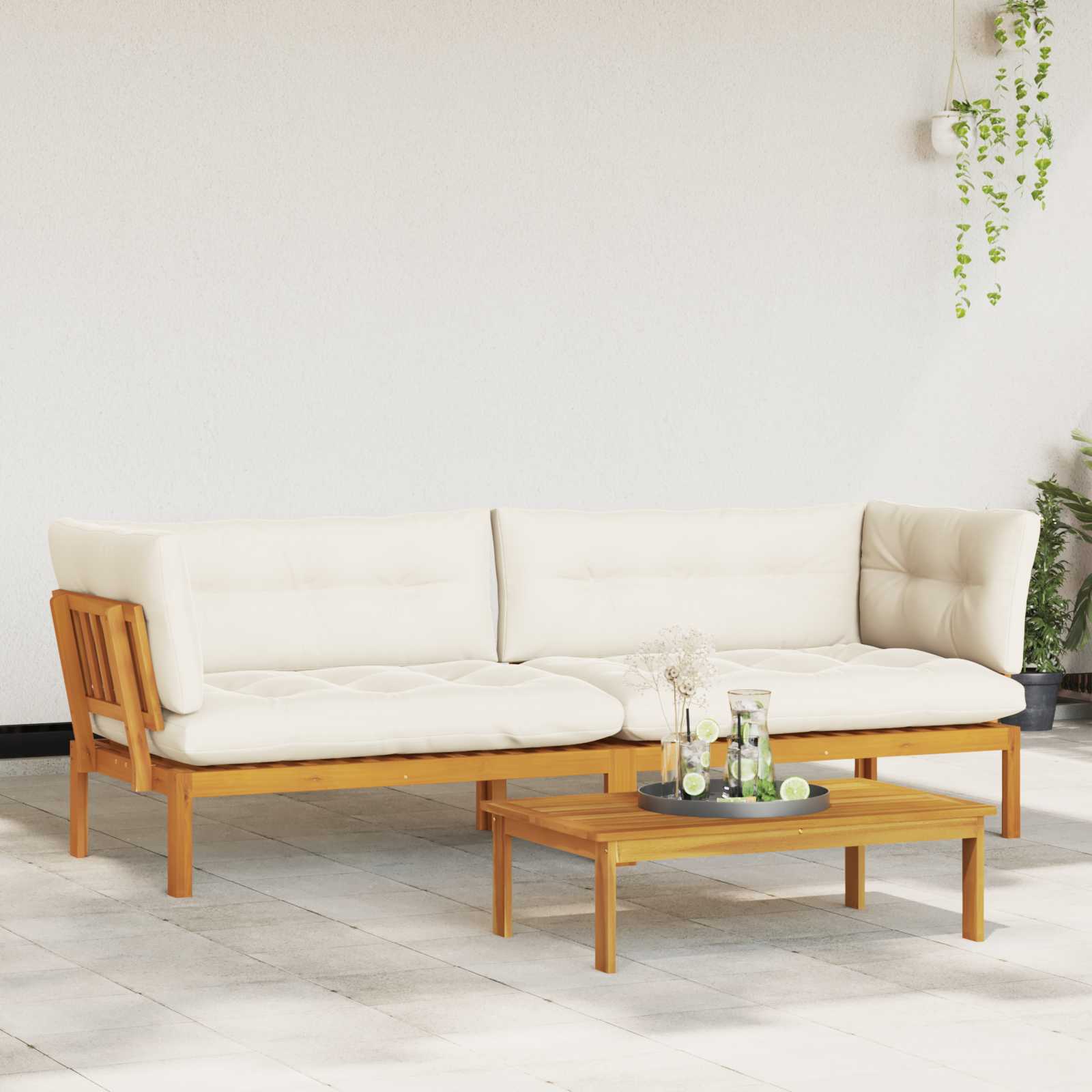 Garden Pallet Sofa Units 2 Stuk Natuurlijk en Crème Wit is nu te koop bij PeponiXL, paradijselijk wonen!