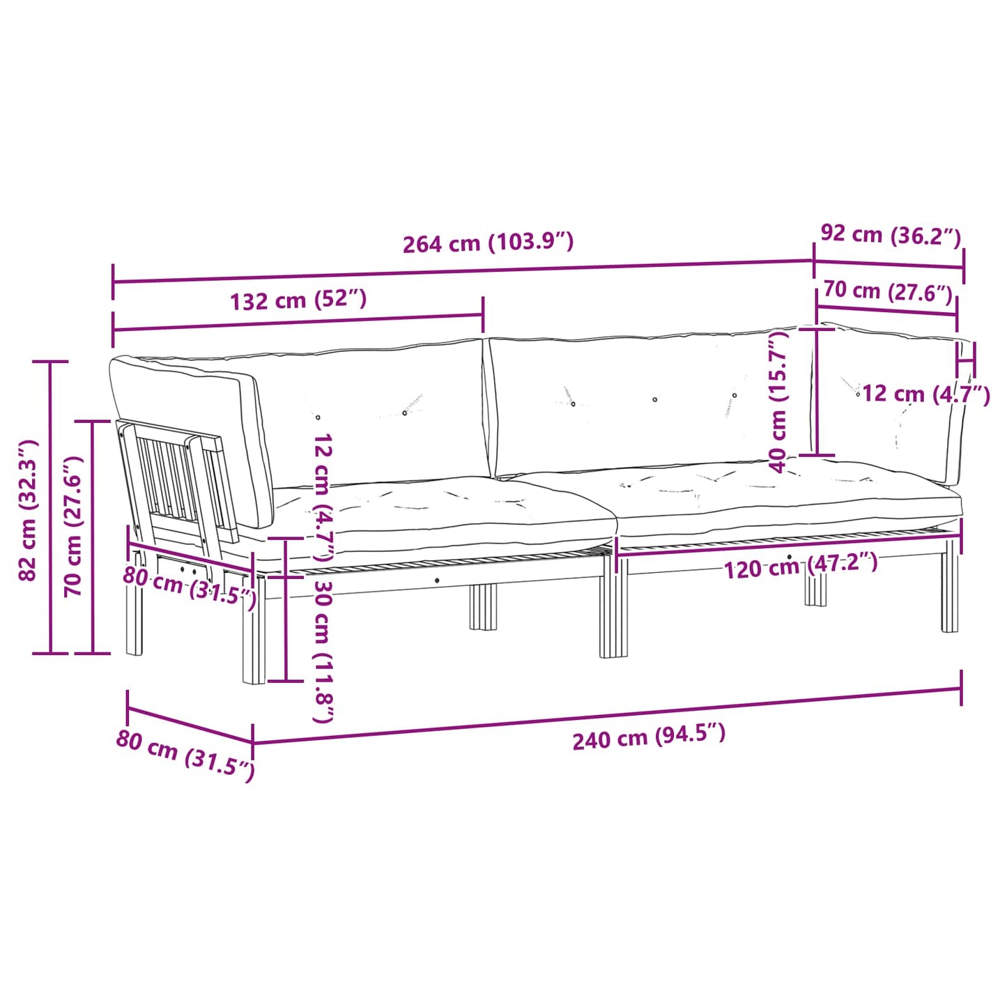 Garden Pallet Sofa Units 2 Stuk Natuurlijk en Crème Wit is nu te koop bij PeponiXL, paradijselijk wonen!