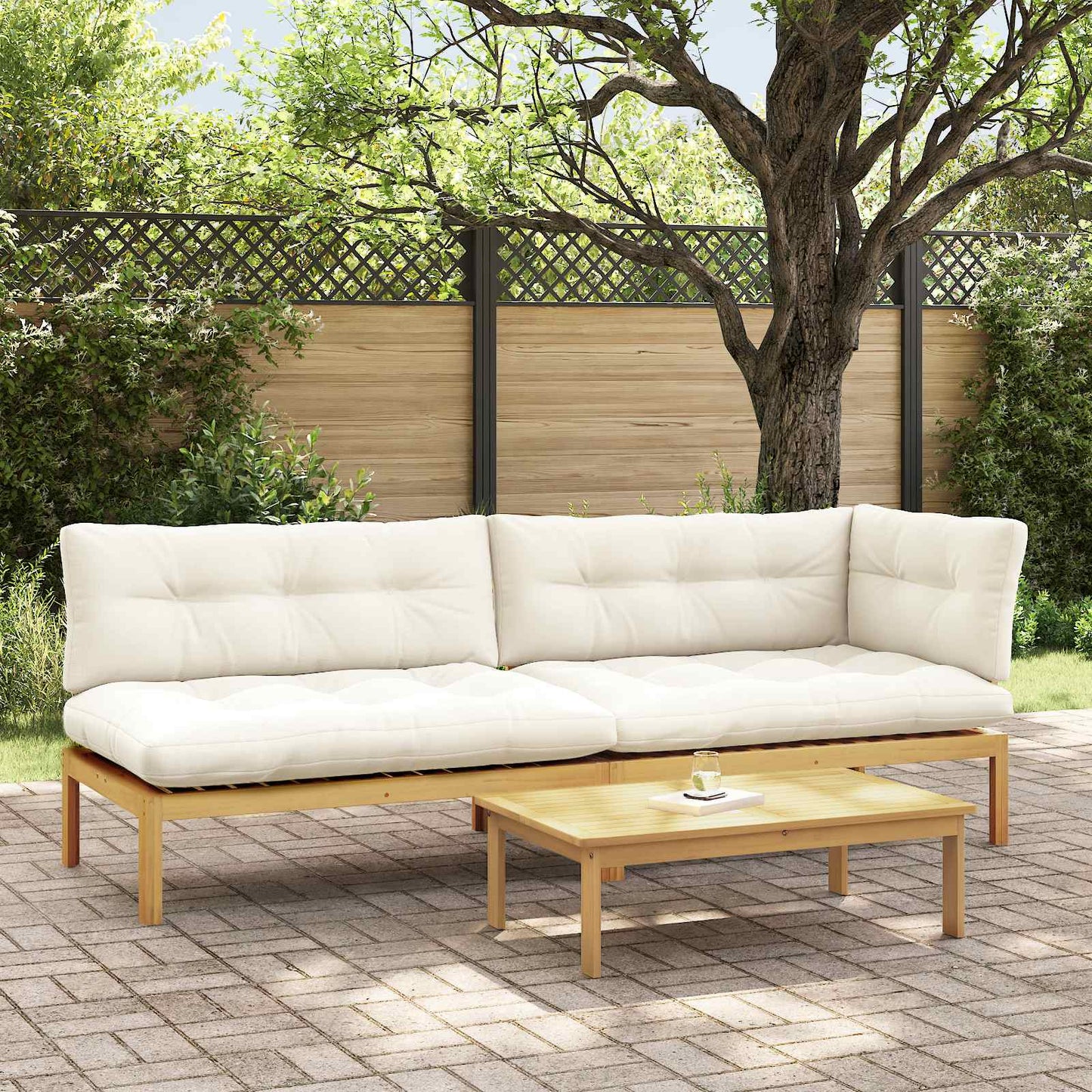 3 Stuk Garden Pallet Sofa Units Massief Acaciahout Licht Bruin is nu te koop bij PeponiXL, paradijselijk wonen!