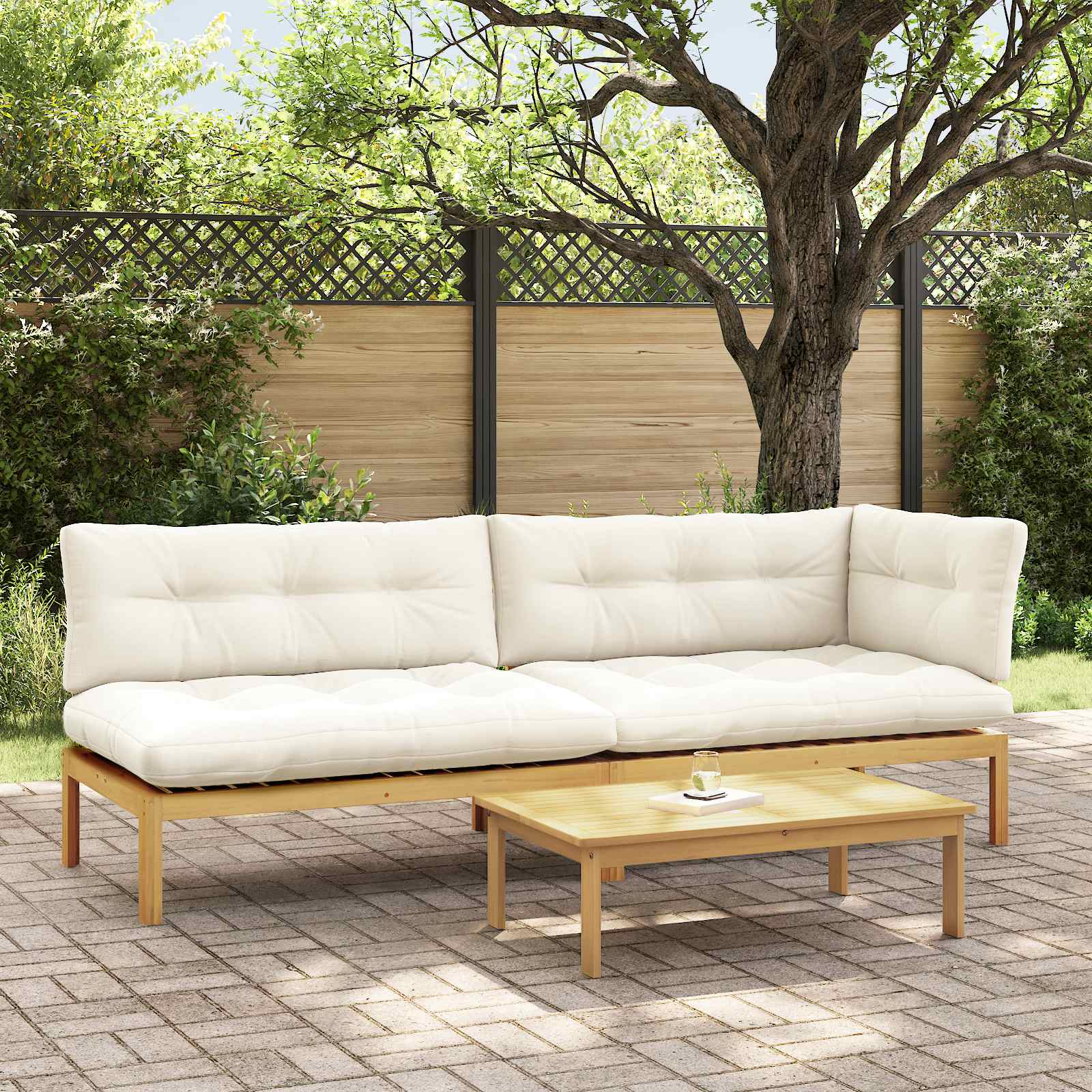 3 Stuk Garden Pallet Sofa Units Massief Acaciahout Licht Bruin is nu te koop bij PeponiXL, paradijselijk wonen!