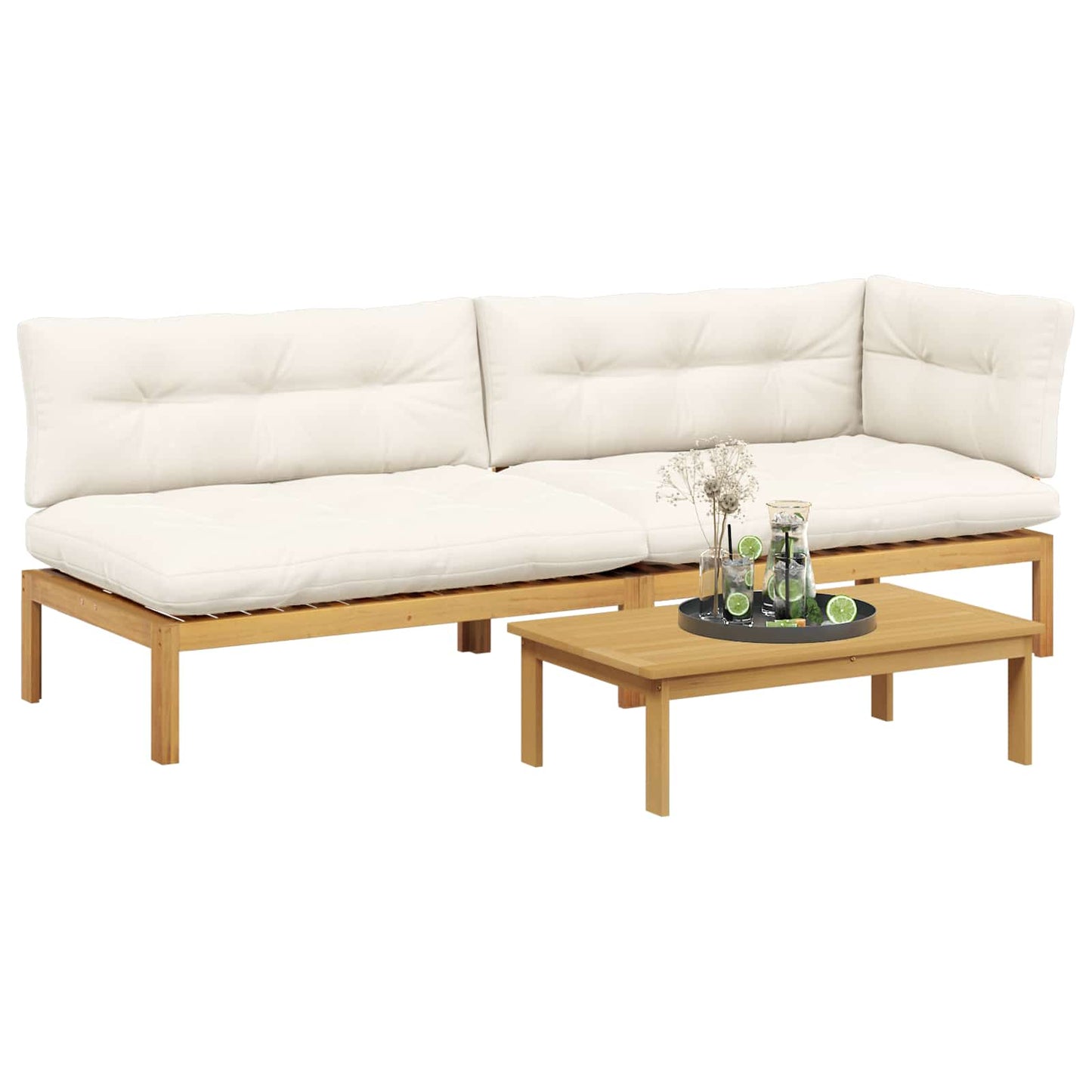 3 Stuk Garden Pallet Sofa Units Massief Acaciahout Licht Bruin is nu te koop bij PeponiXL, paradijselijk wonen!