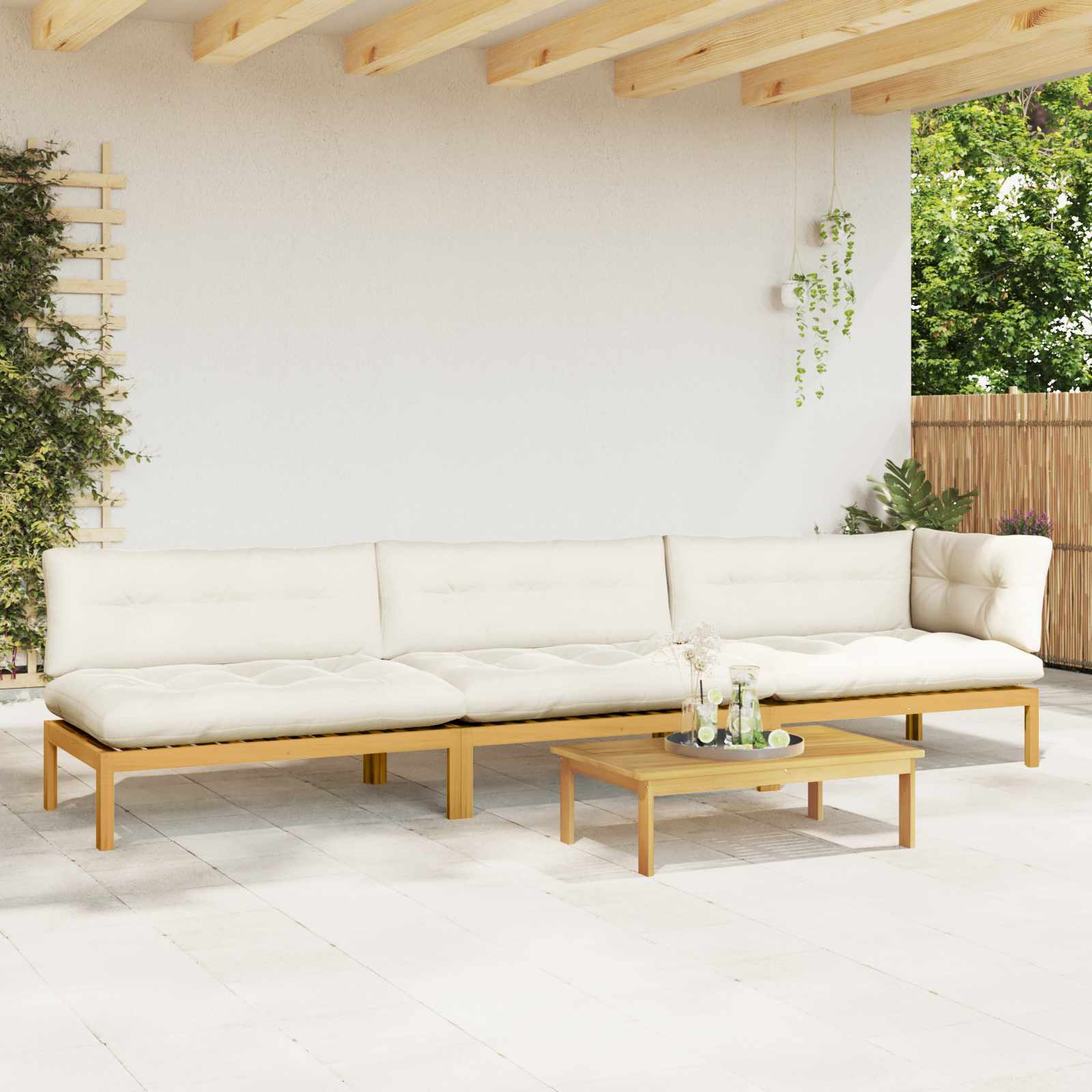 4 Stuk Garden Pallet Sofa Units Massief Acaciahout Licht Bruin is nu te koop bij PeponiXL, paradijselijk wonen!