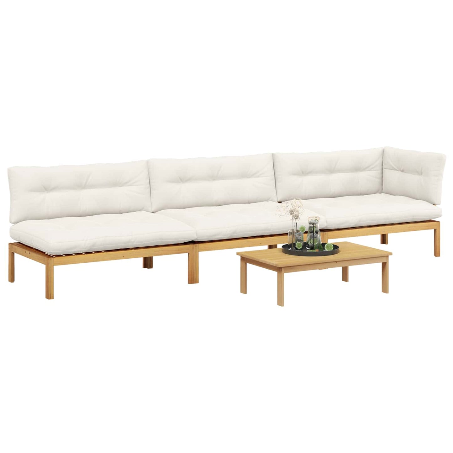4 Stuk Garden Pallet Sofa Units Massief Acaciahout Licht Bruin is nu te koop bij PeponiXL, paradijselijk wonen!