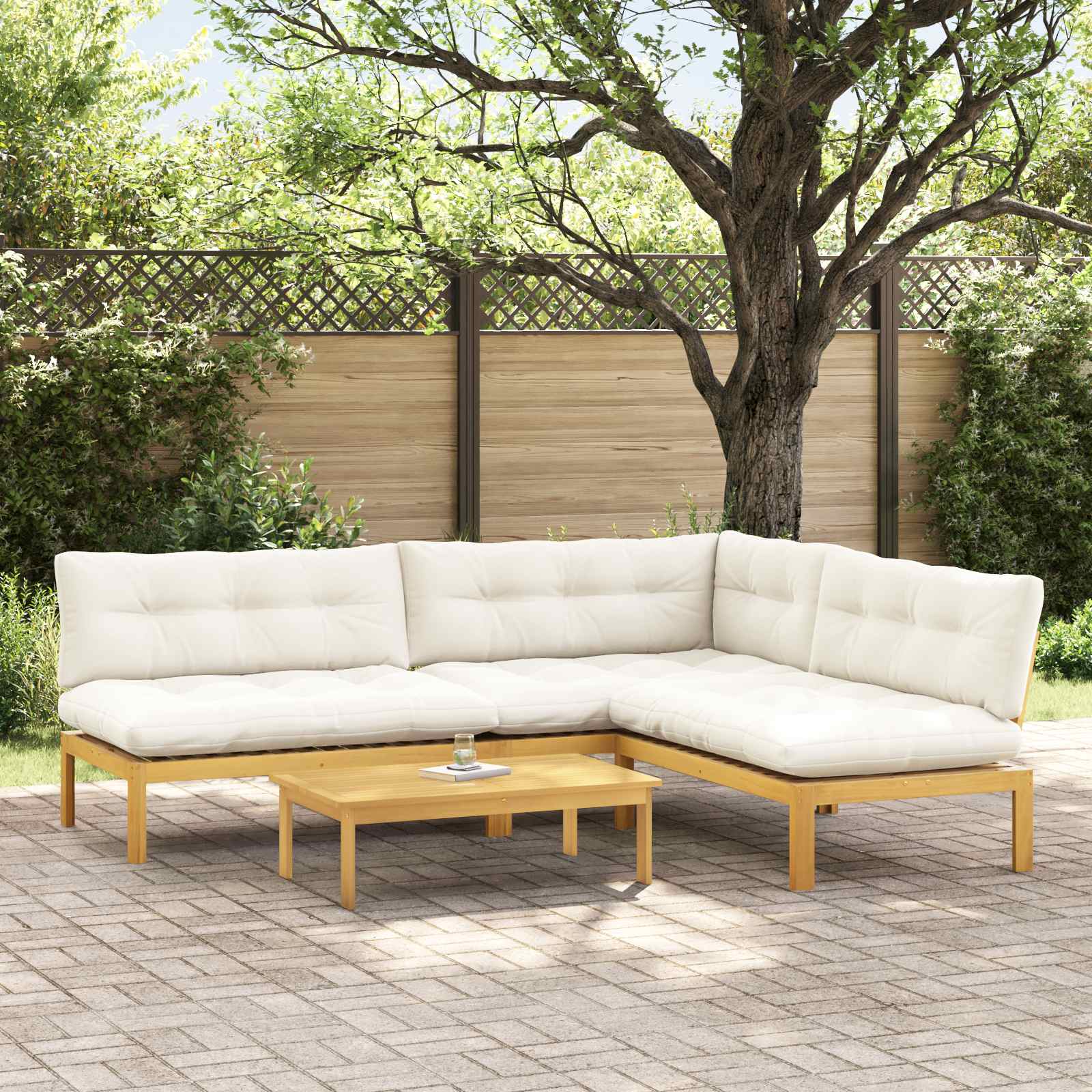 4 Stuk Garden Pallet Sofa Units Massief Acaciahout Licht Bruin is nu te koop bij PeponiXL, paradijselijk wonen!