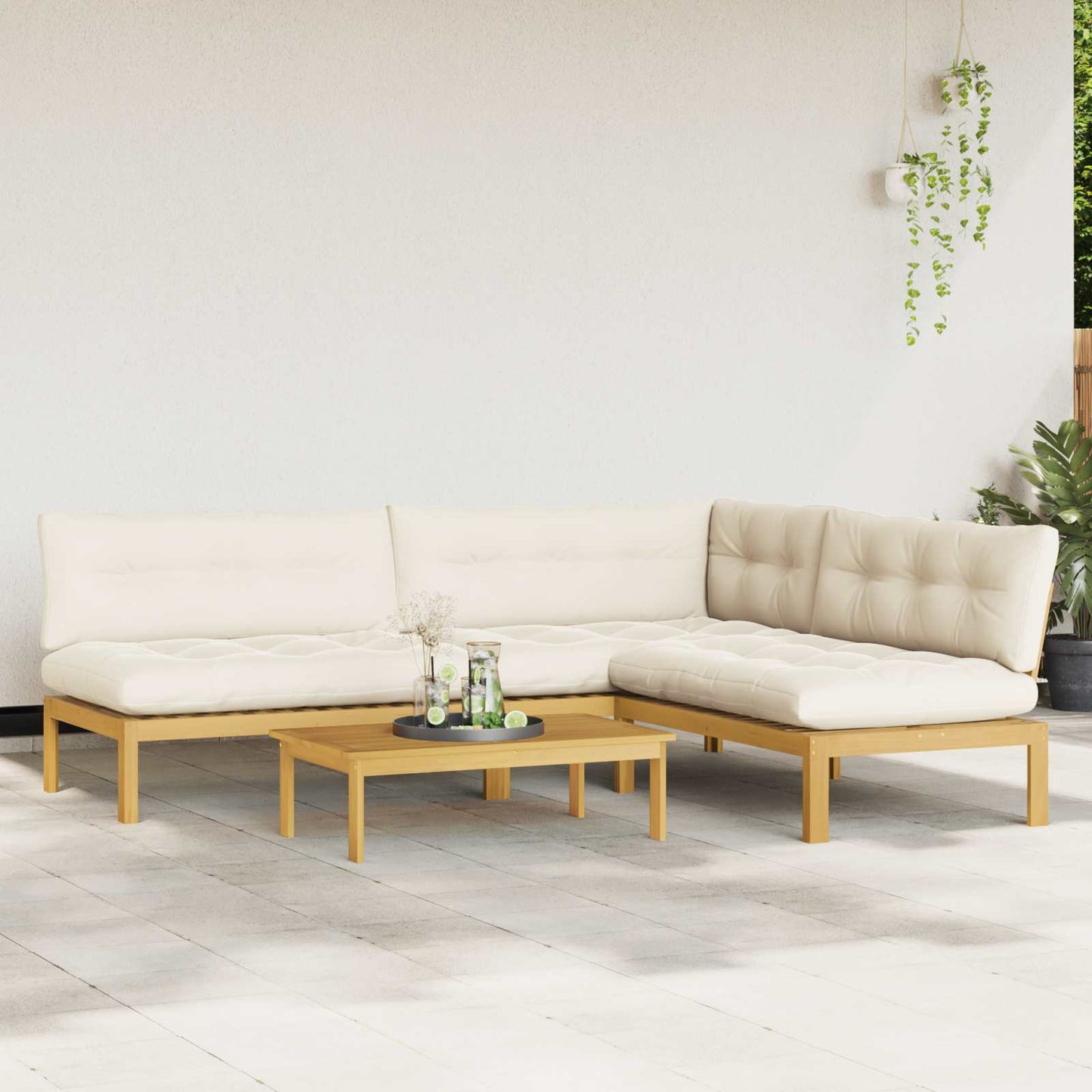 4 Stuk Garden Pallet Sofa Units Massief Acaciahout Licht Bruin is nu te koop bij PeponiXL, paradijselijk wonen!