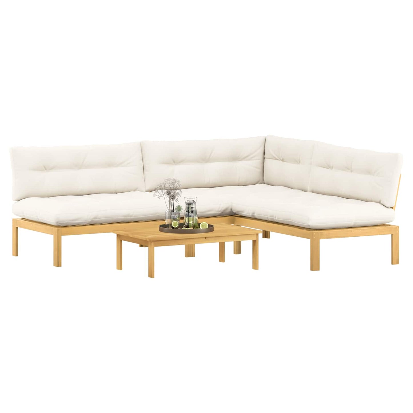 4 Stuk Garden Pallet Sofa Units Massief Acaciahout Licht Bruin is nu te koop bij PeponiXL, paradijselijk wonen!