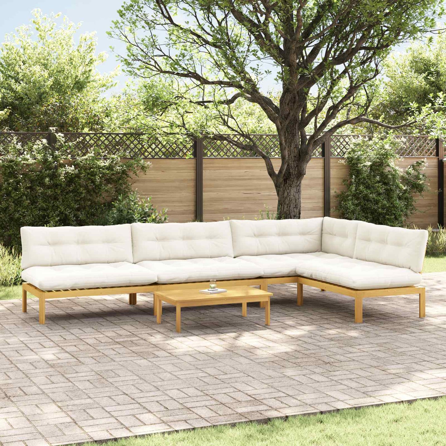 5 Stuk Garden Pallet Sofa Units Massief Acaciahout Licht Bruin is nu te koop bij PeponiXL, paradijselijk wonen!