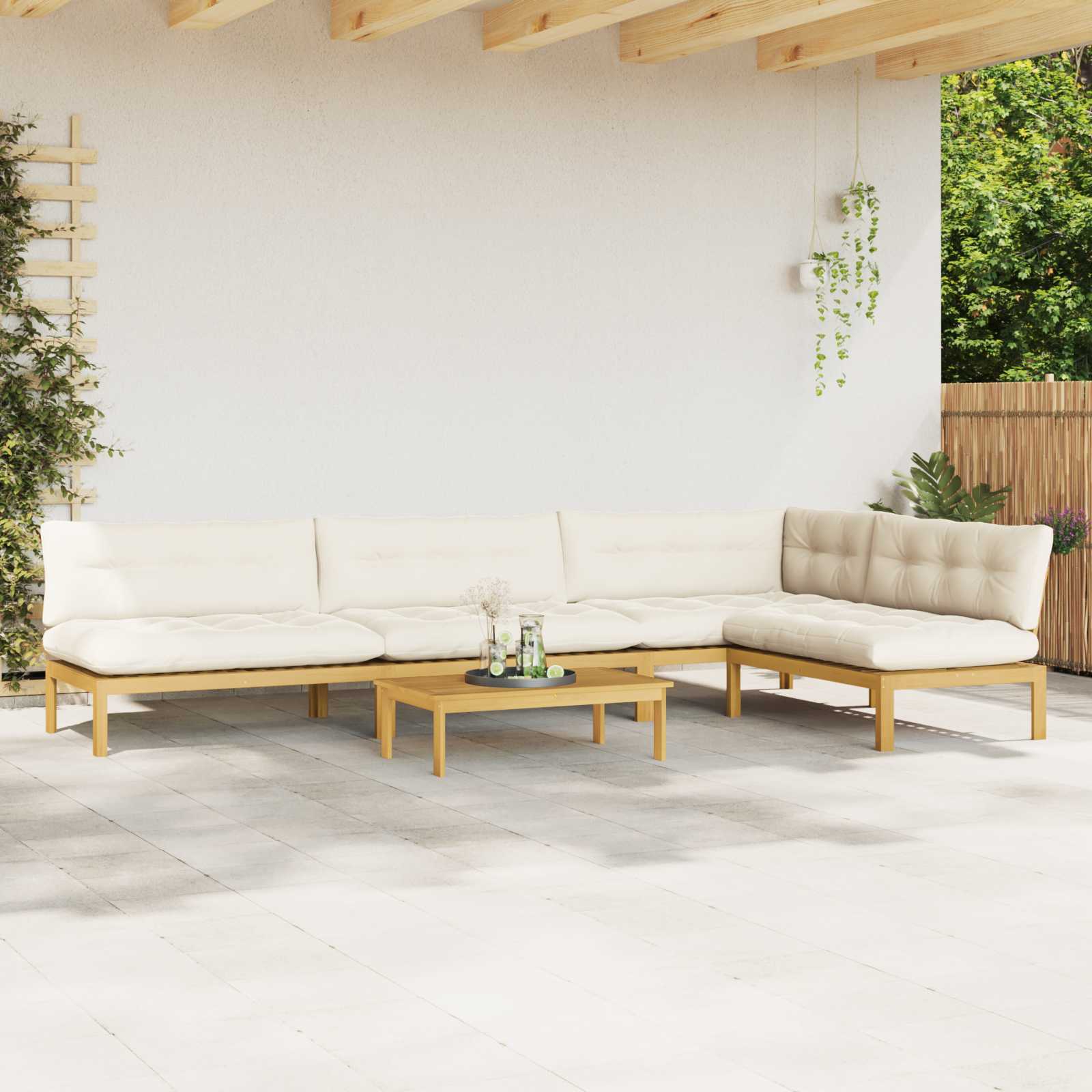 5 Stuk Garden Pallet Sofa Units Massief Acaciahout Licht Bruin is nu te koop bij PeponiXL, paradijselijk wonen!