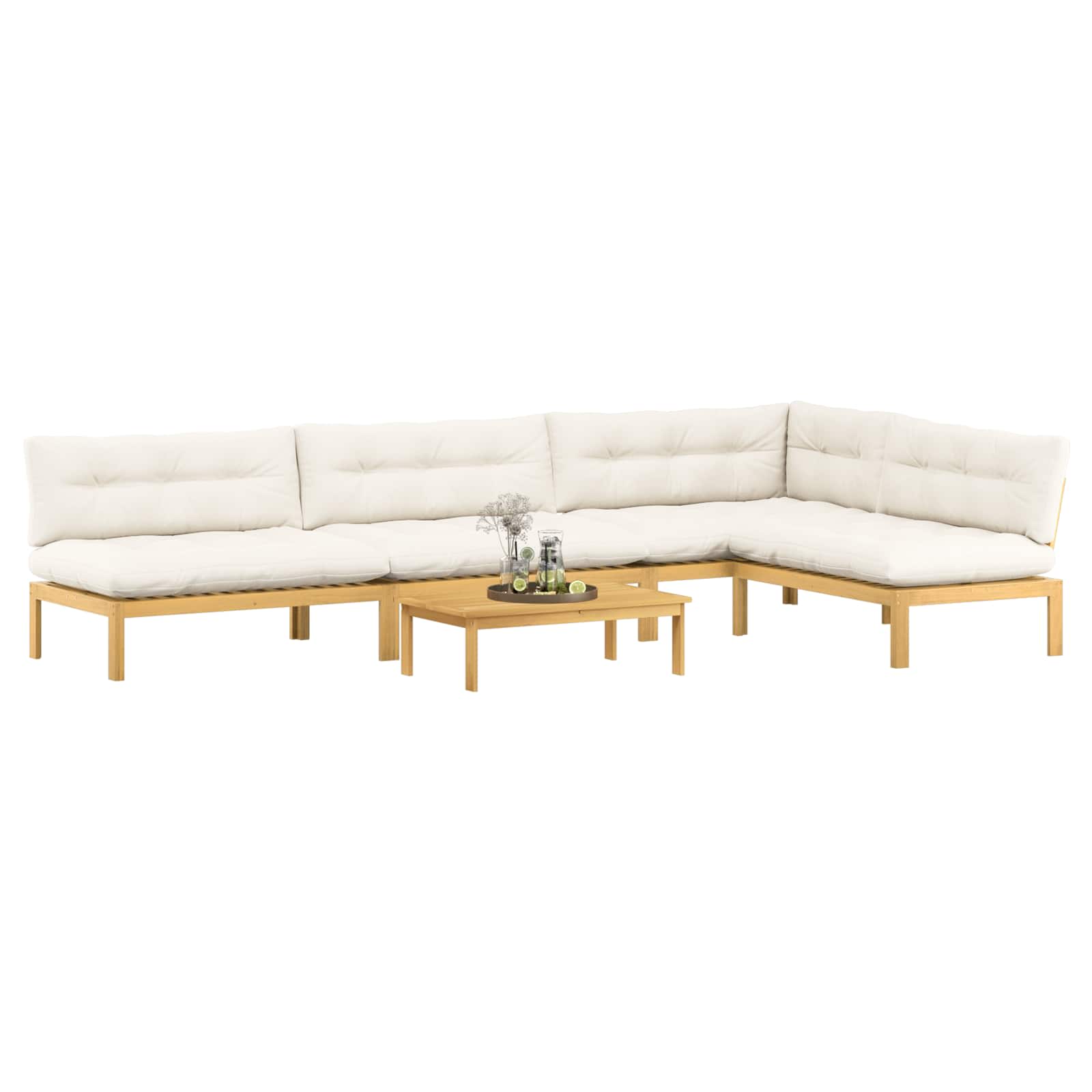 5 Stuk Garden Pallet Sofa Units Massief Acaciahout Licht Bruin is nu te koop bij PeponiXL, paradijselijk wonen!