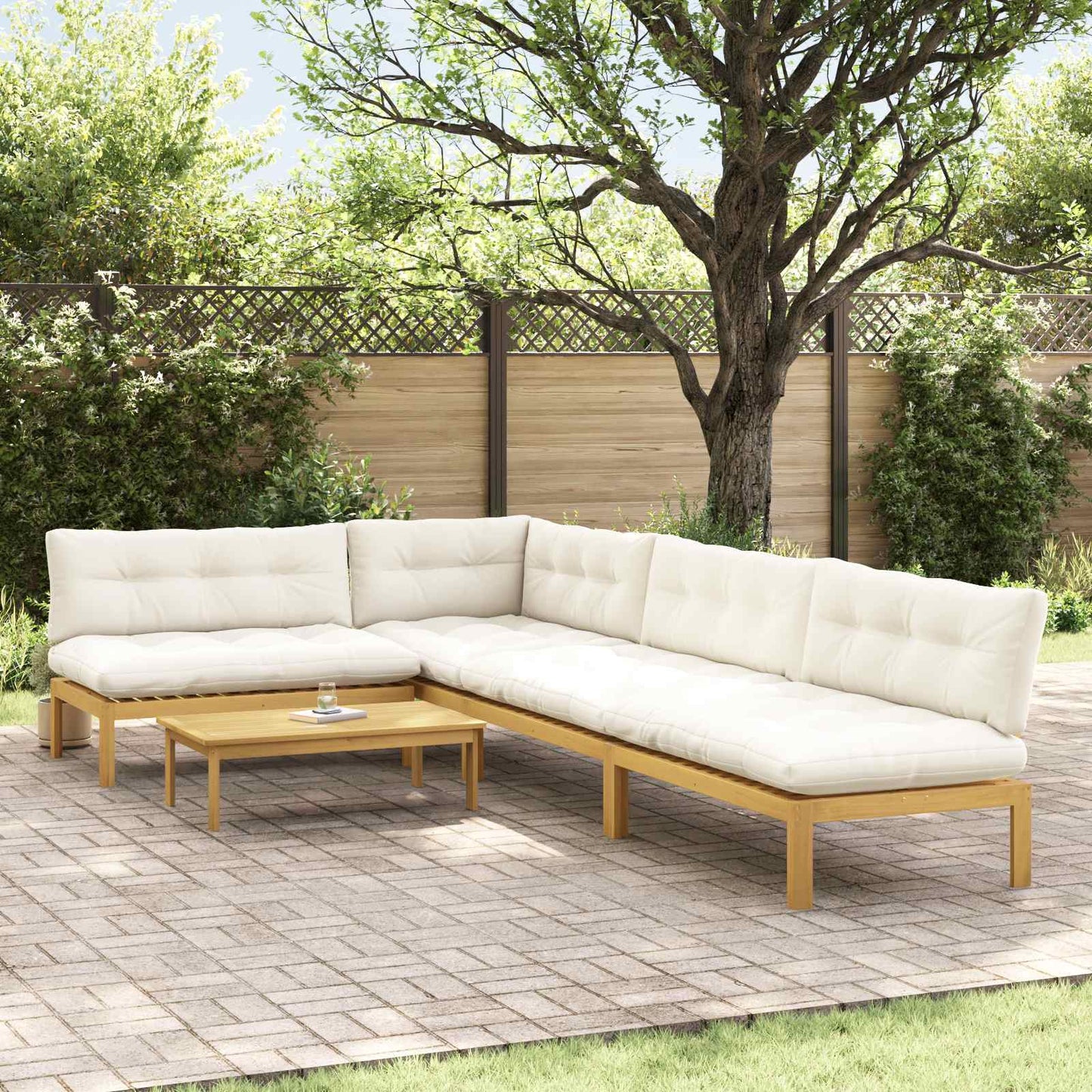 5 Stuk Garden Pallet Sofa Units Massief Acaciahout Licht Bruin is nu te koop bij PeponiXL, paradijselijk wonen!