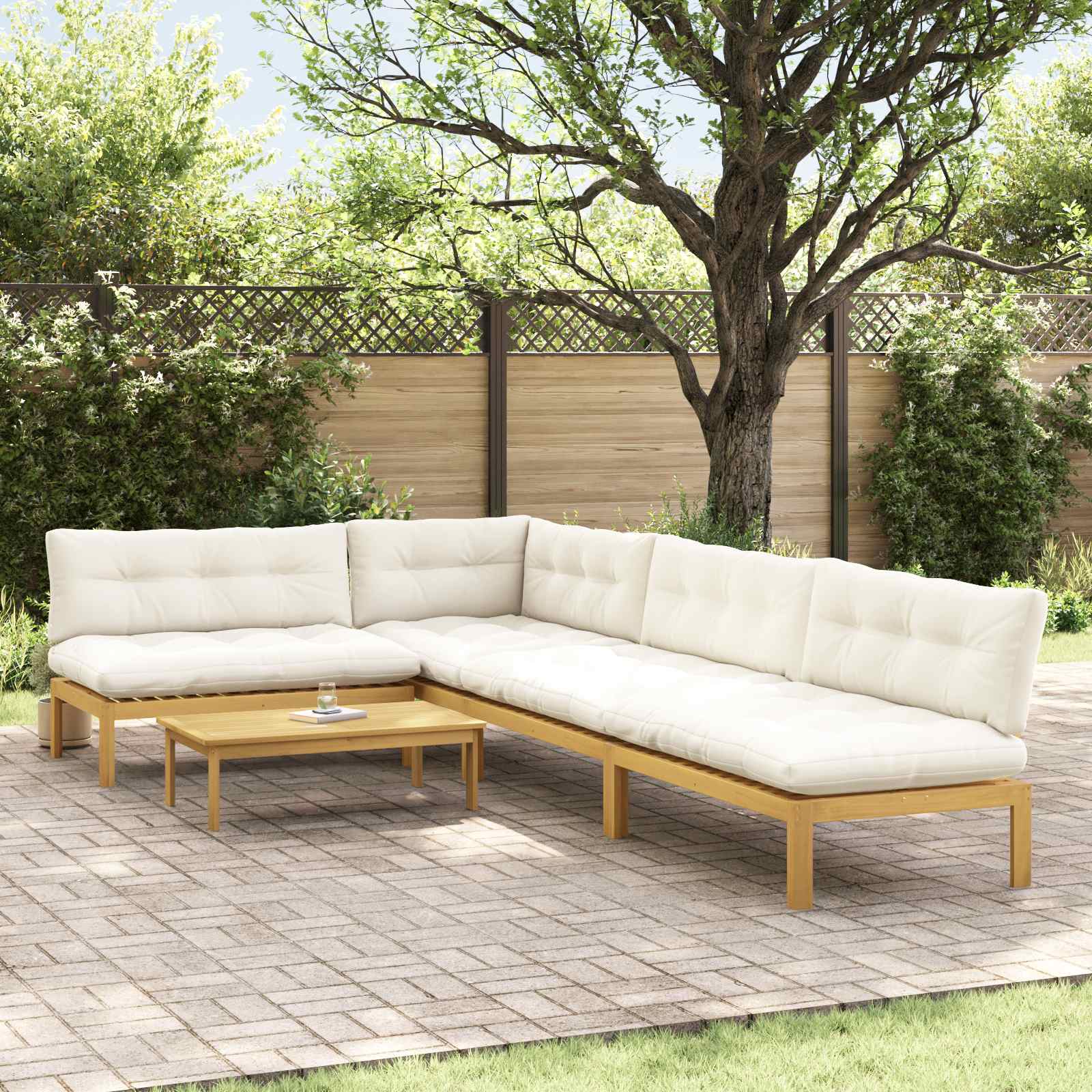 5 Stuk Garden Pallet Sofa Units Massief Acaciahout Licht Bruin is nu te koop bij PeponiXL, paradijselijk wonen!