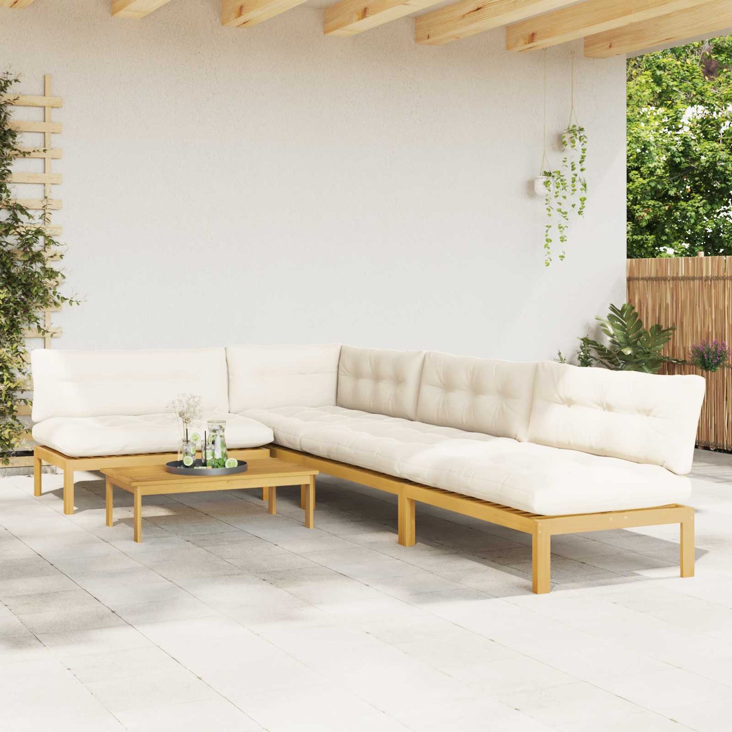 5 Stuk Garden Pallet Sofa Units Massief Acaciahout Licht Bruin is nu te koop bij PeponiXL, paradijselijk wonen!