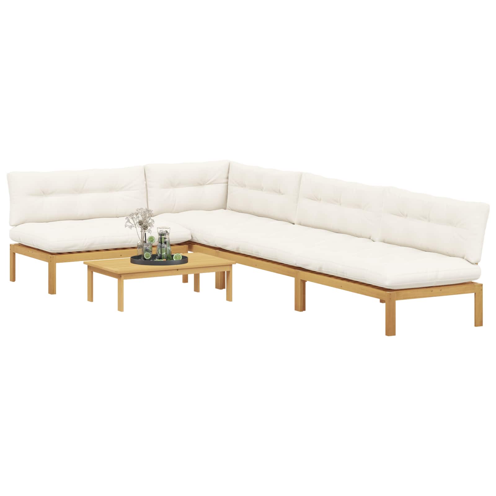 5 Stuk Garden Pallet Sofa Units Massief Acaciahout Licht Bruin is nu te koop bij PeponiXL, paradijselijk wonen!