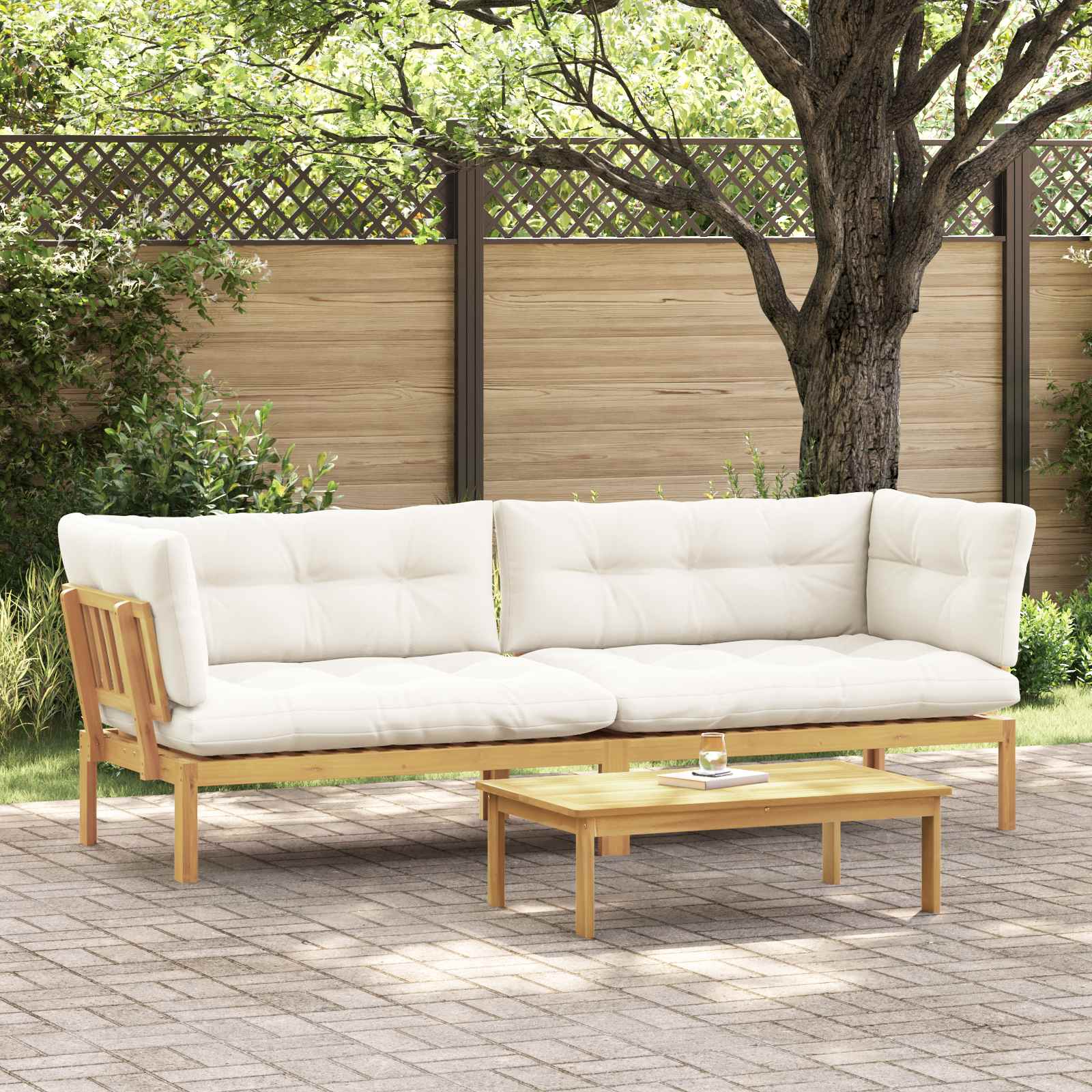 Garden Pallet Sofa Units 2 Stuk Lichtbruin en Crème Wit is nu te koop bij PeponiXL, paradijselijk wonen!