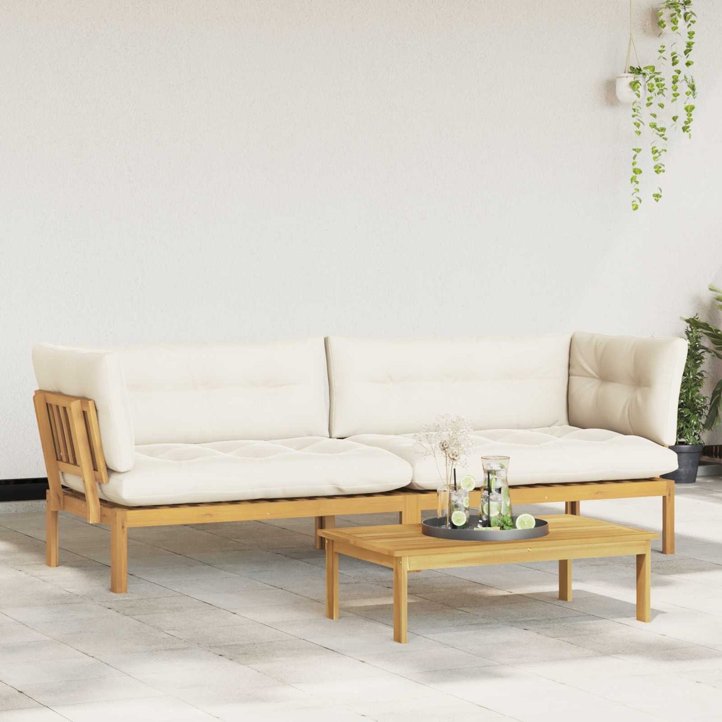 Garden Pallet Sofa Units 2 Stuk Lichtbruin en Crème Wit is nu te koop bij PeponiXL, paradijselijk wonen!