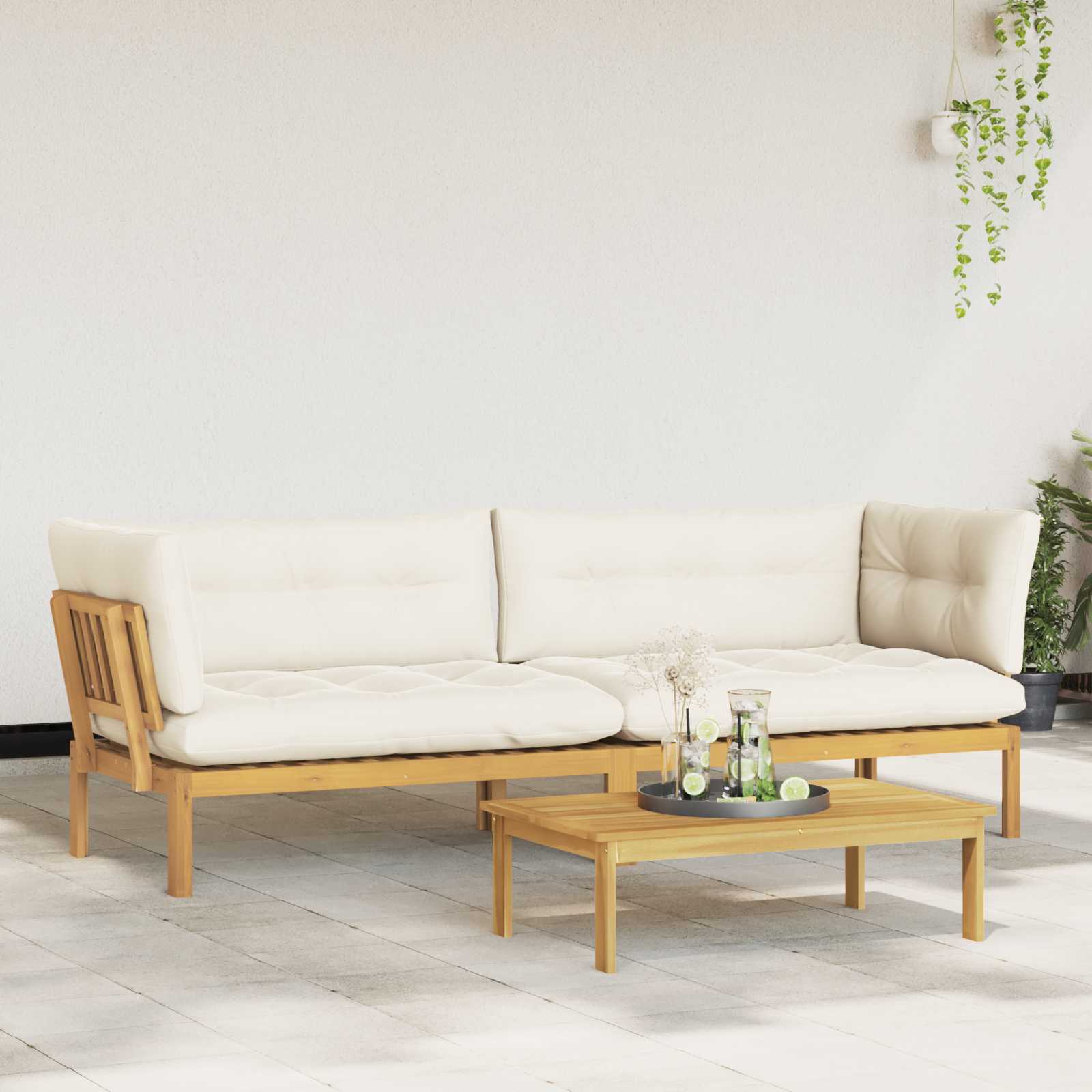 Garden Pallet Sofa Units 2 Stuk Lichtbruin en Crème Wit is nu te koop bij PeponiXL, paradijselijk wonen!