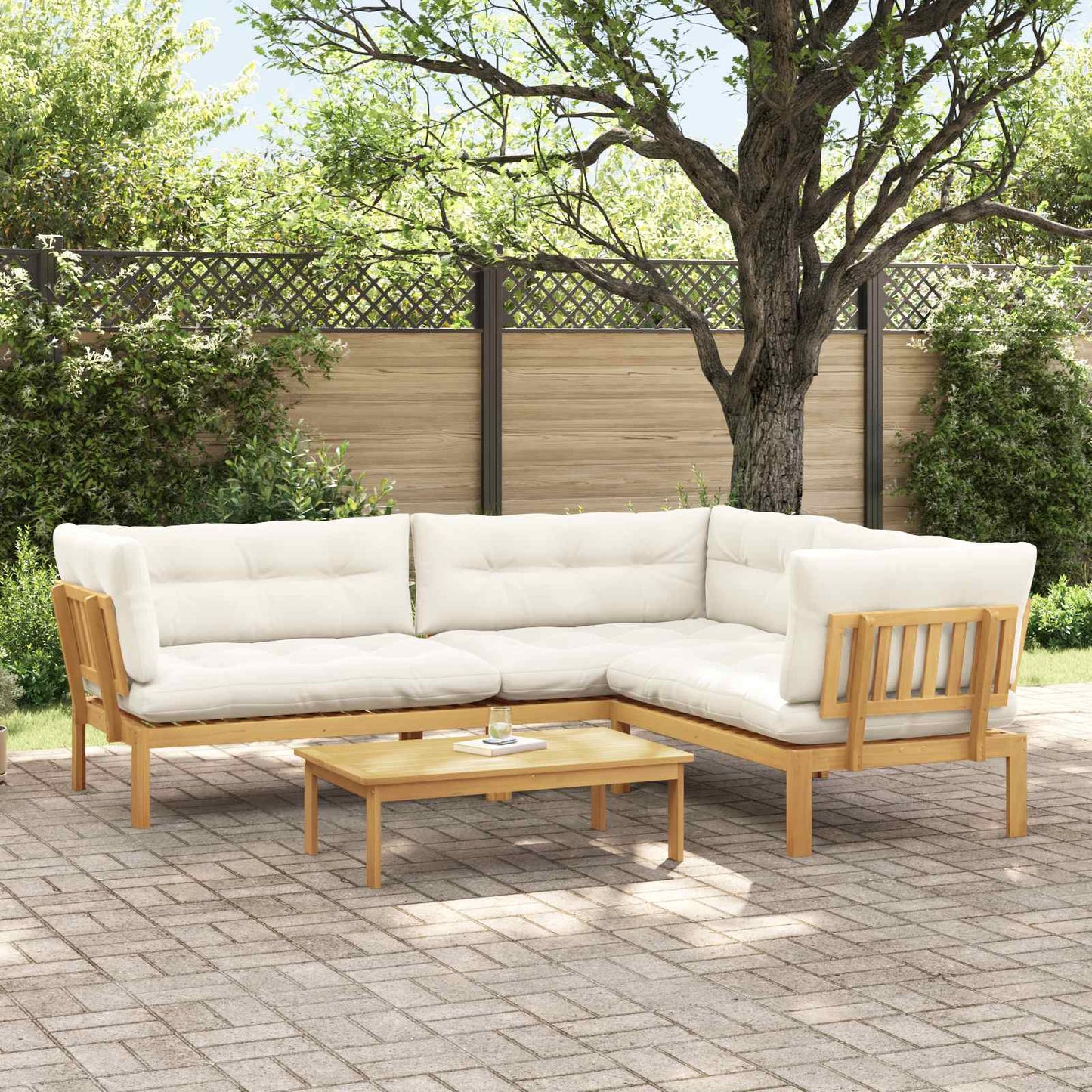 4 Stuk Garden Pallet Sofa Units Massief Acaciahout Licht Bruin is nu te koop bij PeponiXL, paradijselijk wonen!