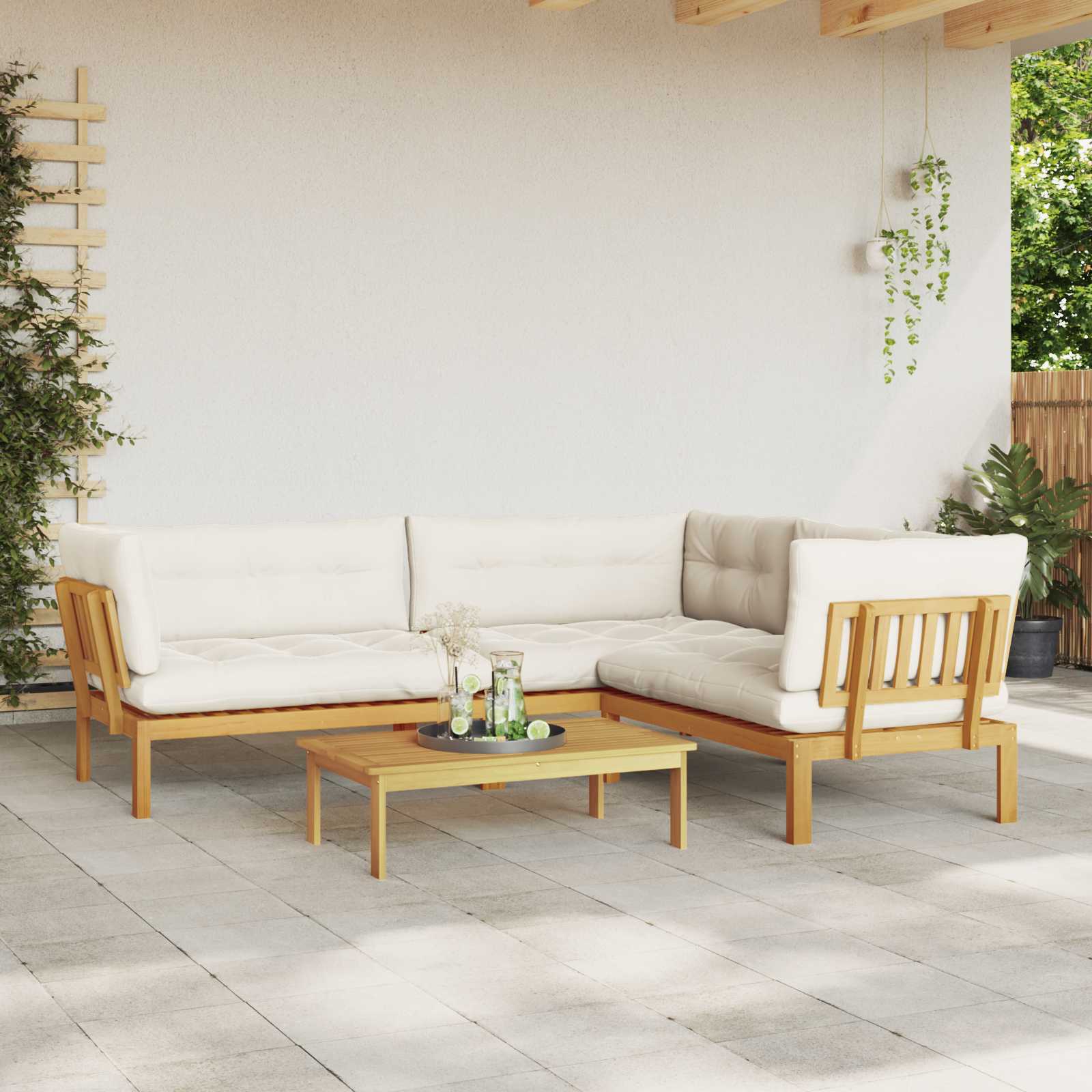 4 Stuk Garden Pallet Sofa Units Massief Acaciahout Licht Bruin is nu te koop bij PeponiXL, paradijselijk wonen!