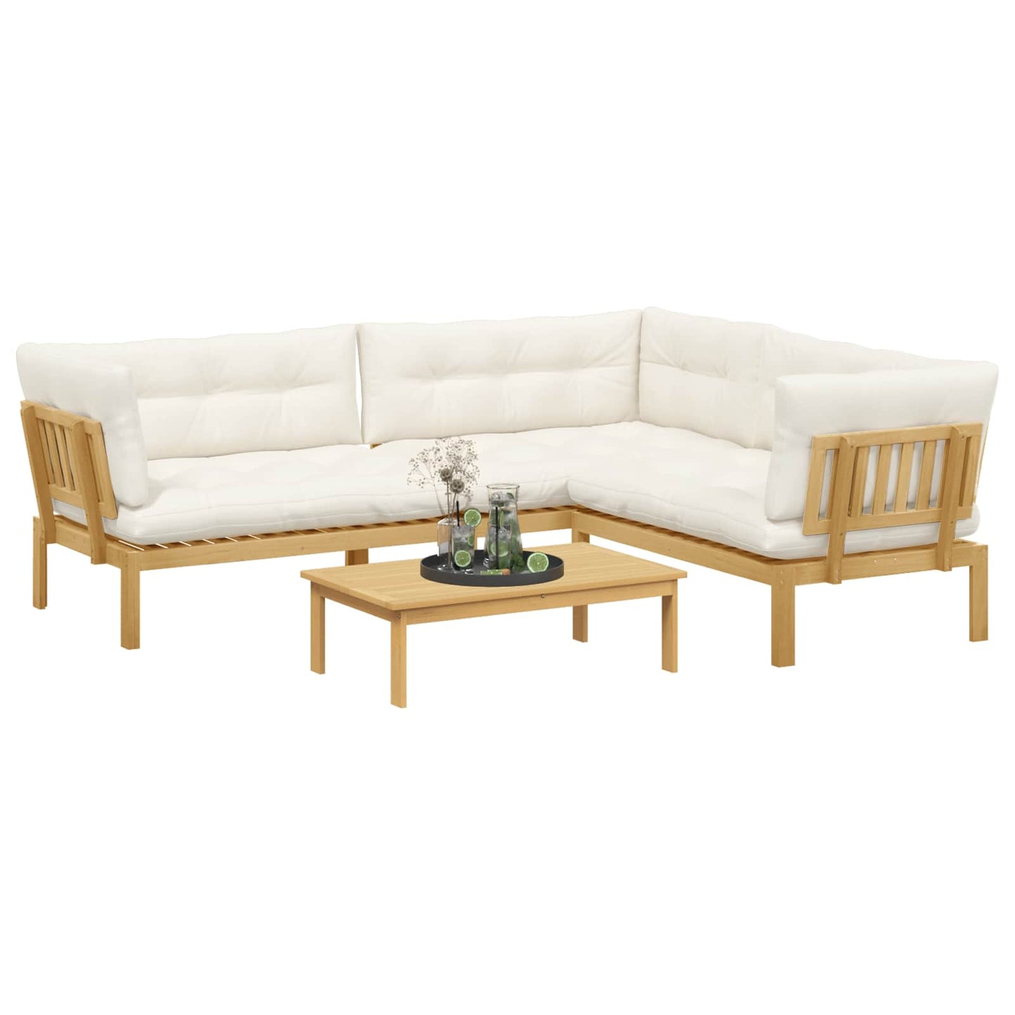 4 Stuk Garden Pallet Sofa Units Massief Acaciahout Licht Bruin is nu te koop bij PeponiXL, paradijselijk wonen!