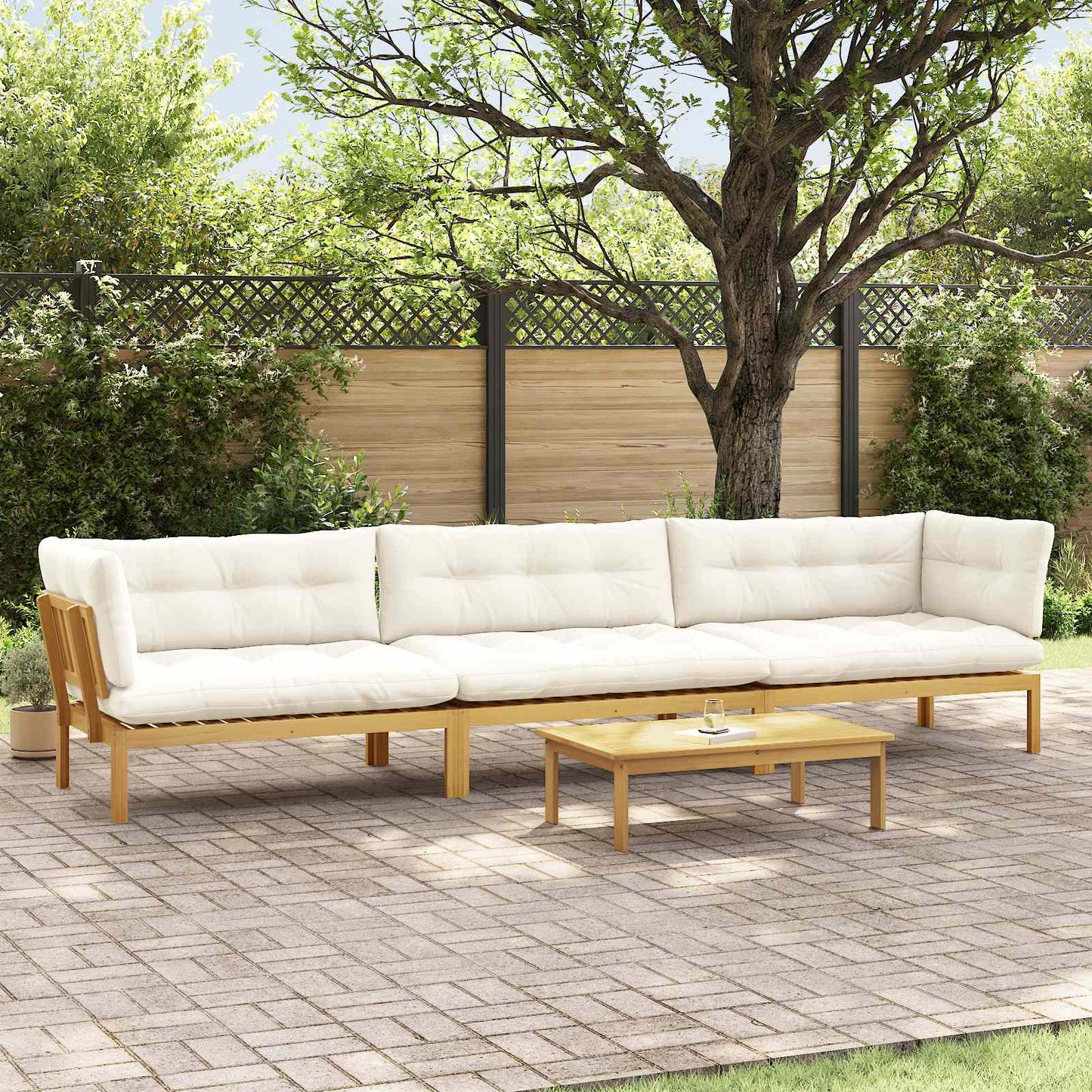 4 Stuk Garden Pallet Sofa Units Massief Acaciahout Licht Bruin is nu te koop bij PeponiXL, paradijselijk wonen!
