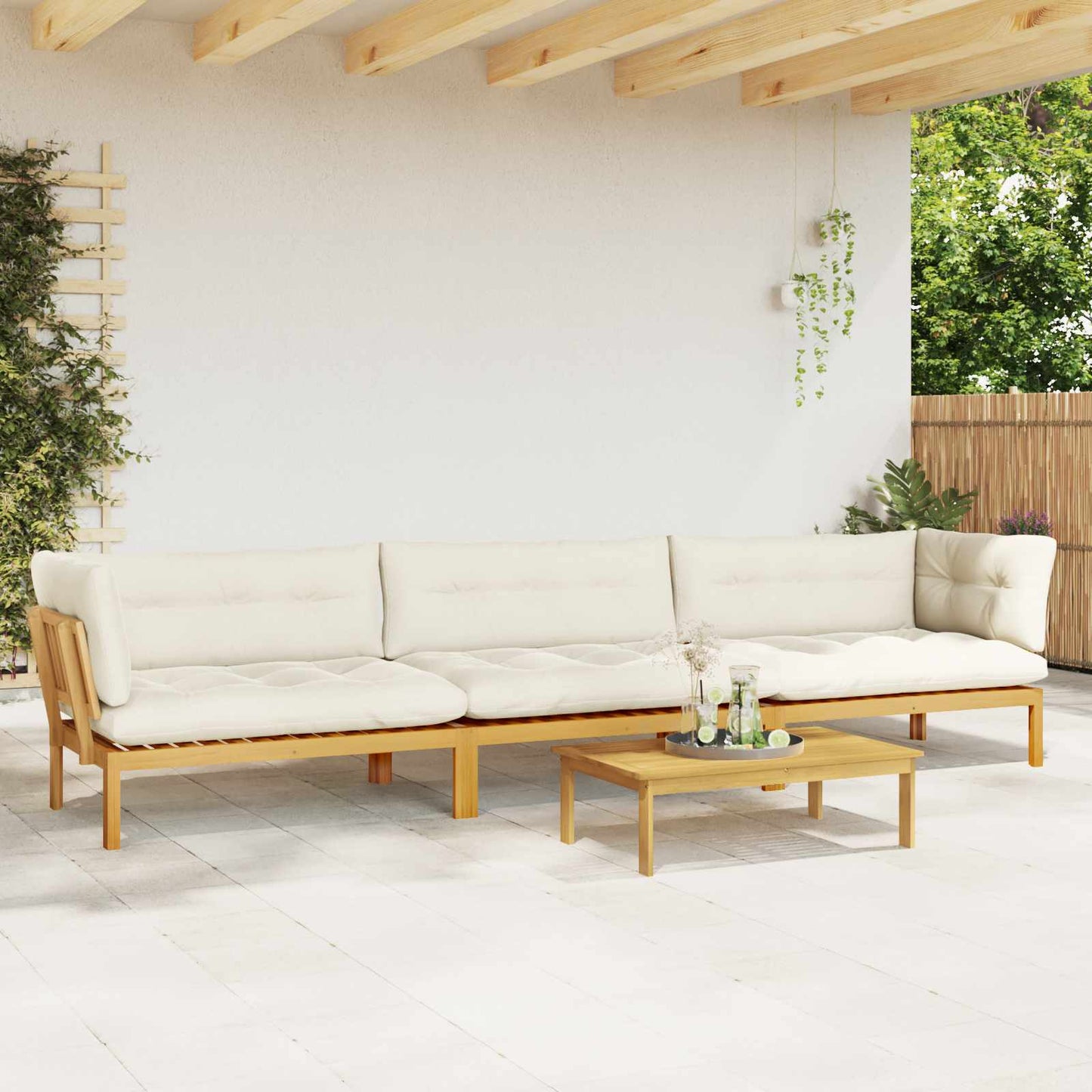 4 Stuk Garden Pallet Sofa Units Massief Acaciahout Licht Bruin is nu te koop bij PeponiXL, paradijselijk wonen!