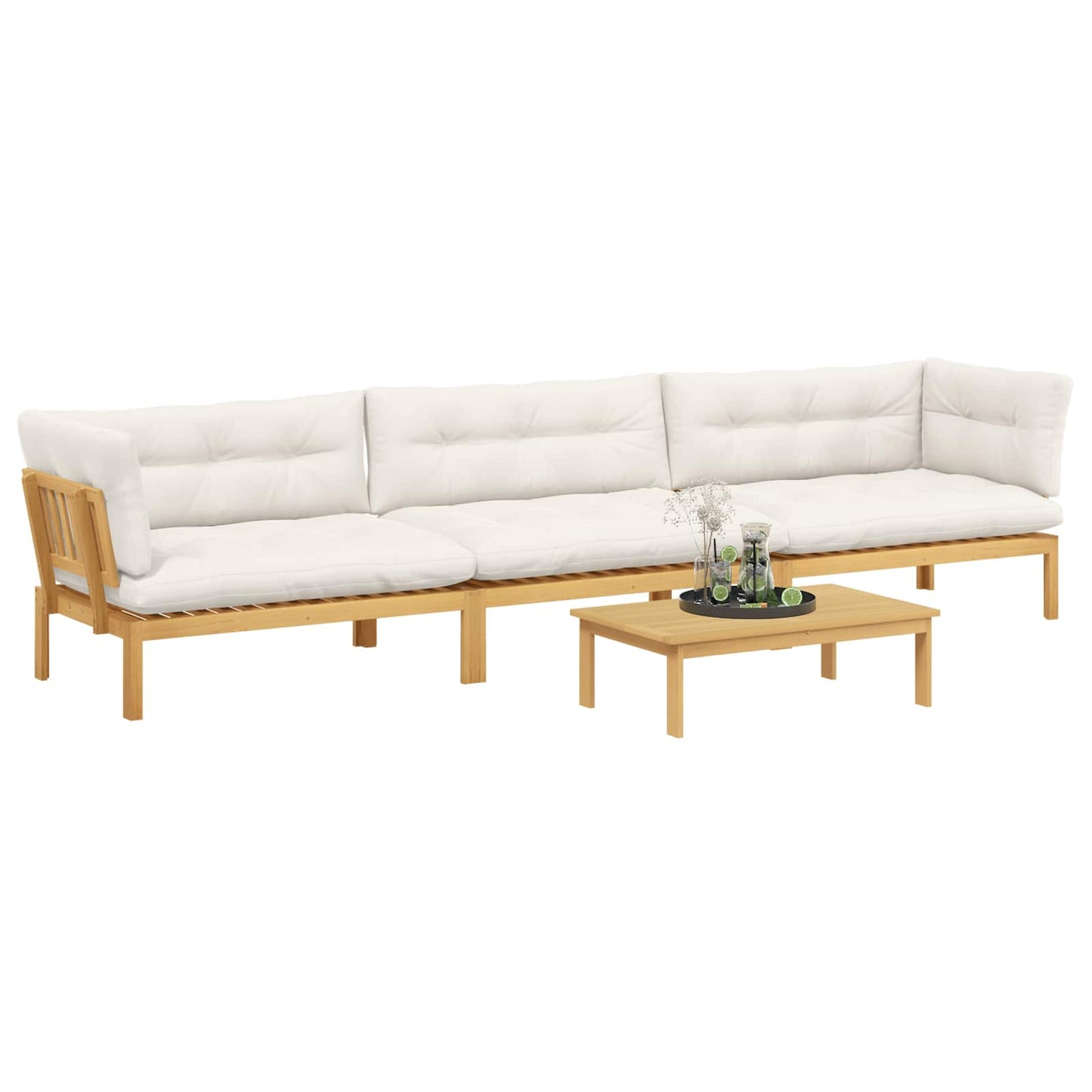 4 Stuk Garden Pallet Sofa Units Massief Acaciahout Licht Bruin is nu te koop bij PeponiXL, paradijselijk wonen!