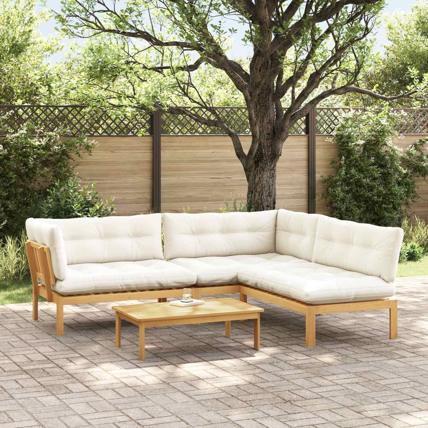 4 Stuk Garden Pallet Sofa Units Massief Acaciahout Licht Bruin is nu te koop bij PeponiXL, paradijselijk wonen!