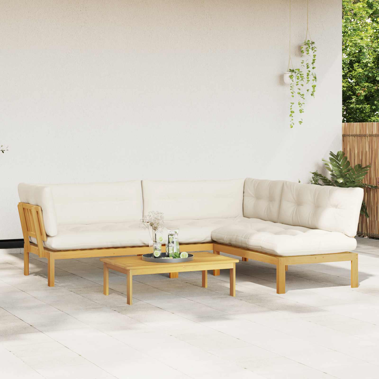 4 Stuk Garden Pallet Sofa Units Massief Acaciahout Licht Bruin is nu te koop bij PeponiXL, paradijselijk wonen!