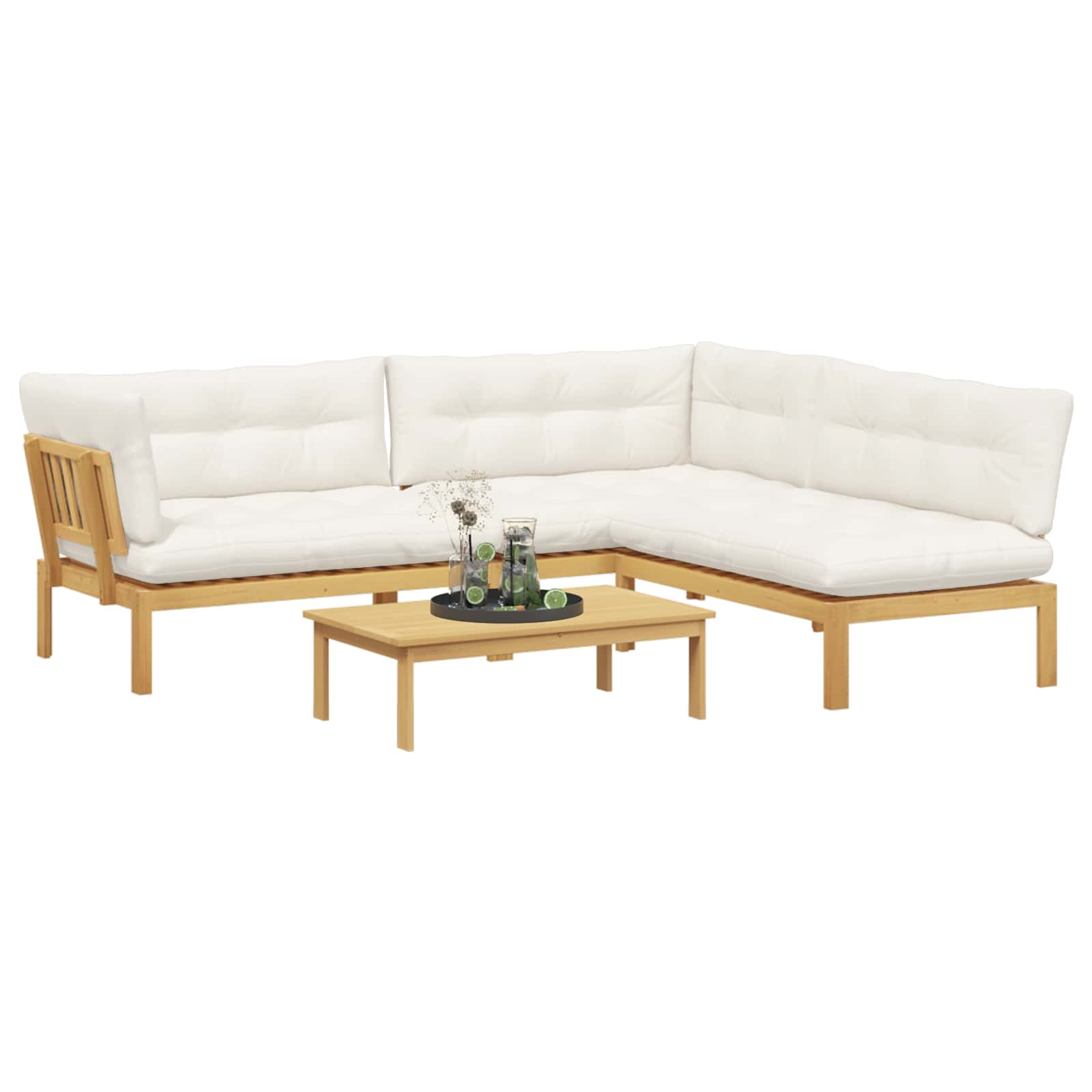 4 Stuk Garden Pallet Sofa Units Massief Acaciahout Licht Bruin is nu te koop bij PeponiXL, paradijselijk wonen!