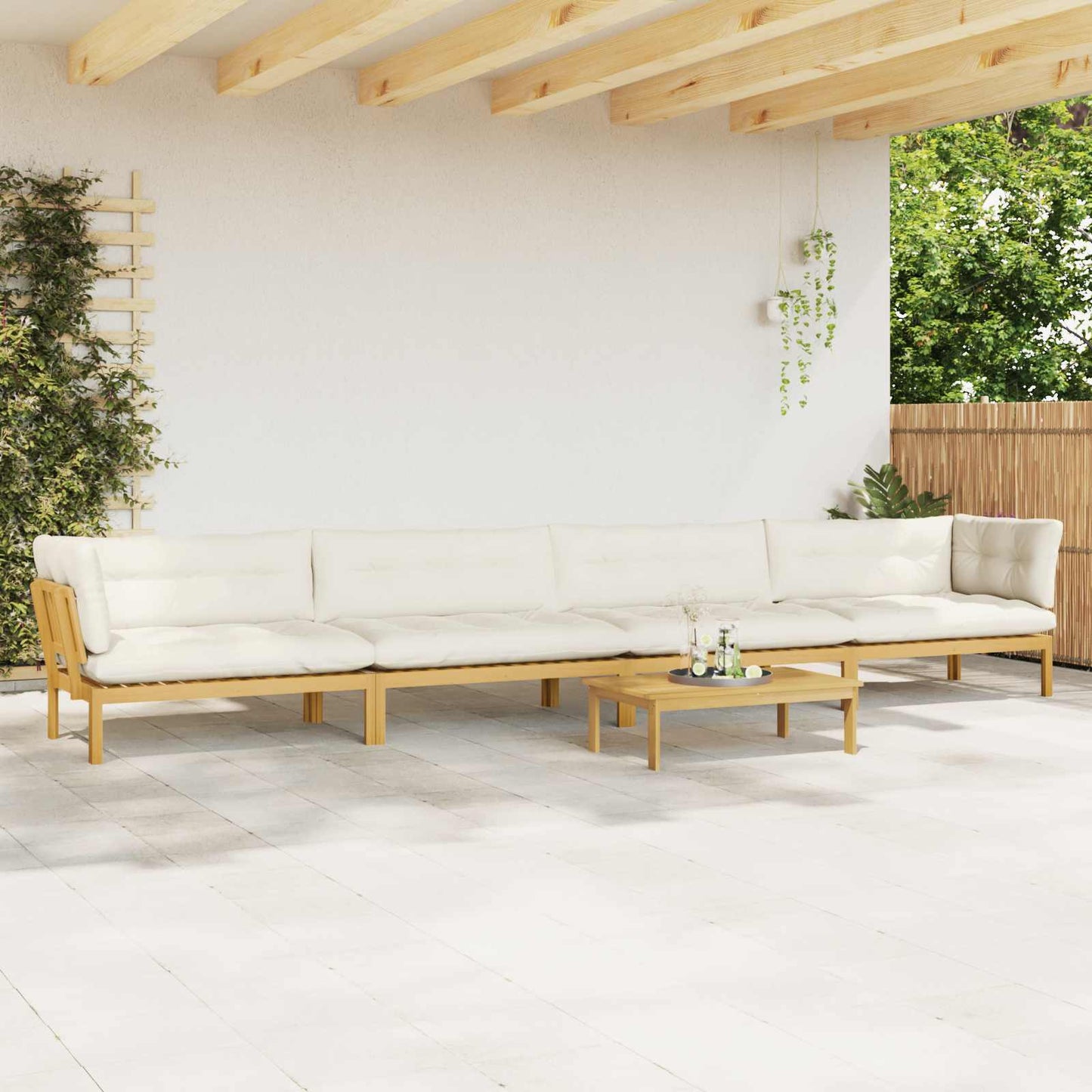 5 Stuk Garden Pallet Sofa Units Massief Acaciahout Licht Bruin is nu te koop bij PeponiXL, paradijselijk wonen!