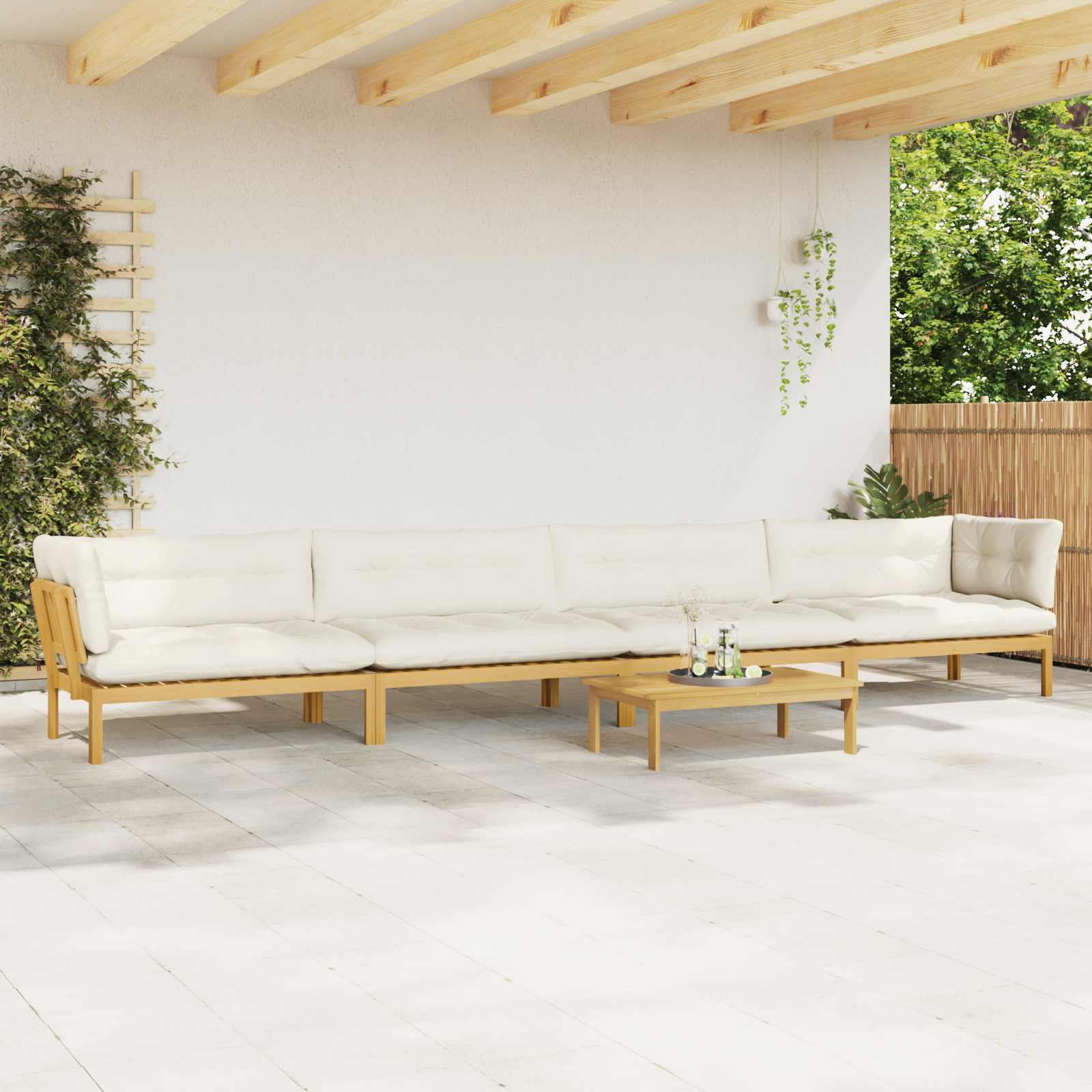 5 Stuk Garden Pallet Sofa Units Massief Acaciahout Licht Bruin is nu te koop bij PeponiXL, paradijselijk wonen!