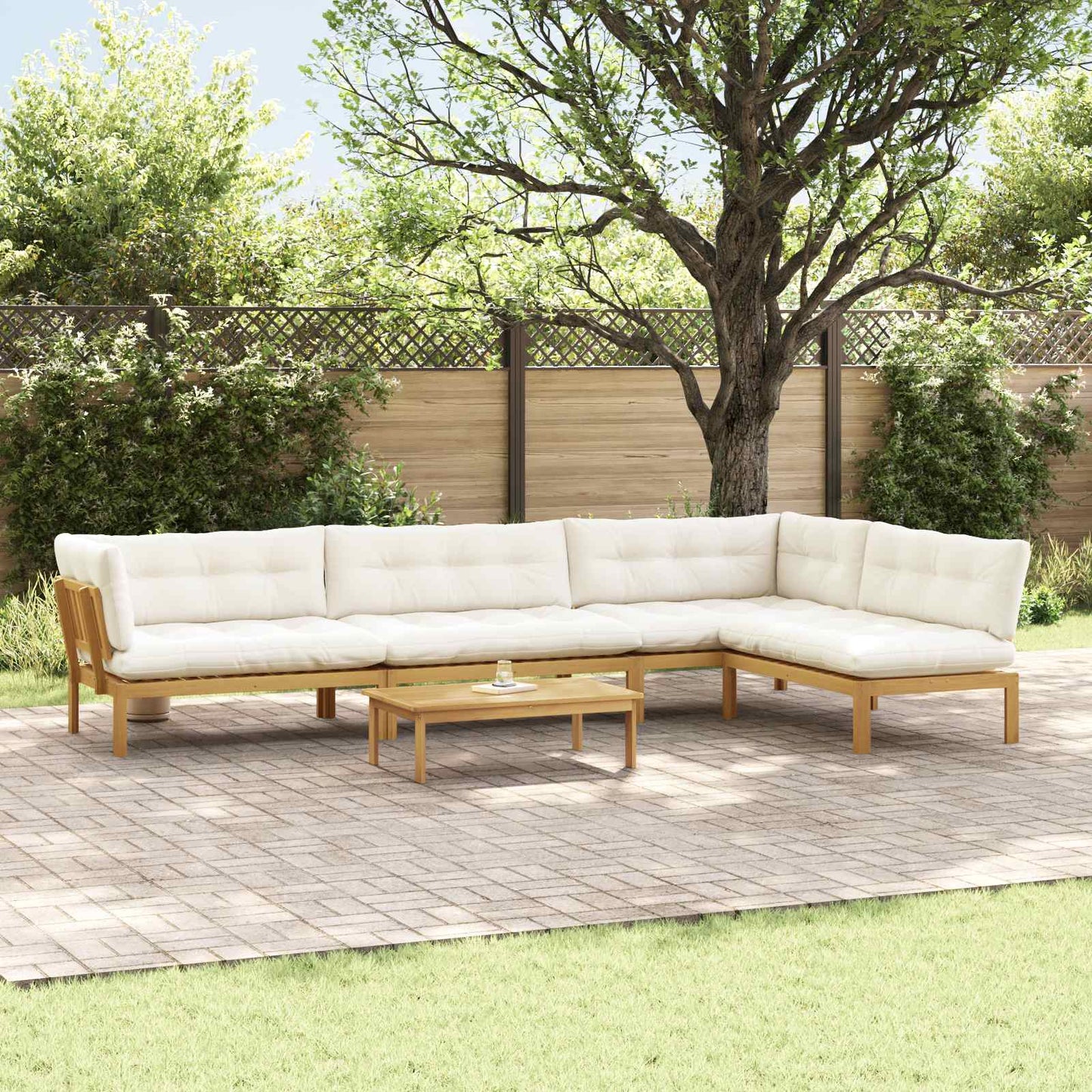 5 Stuk Garden Pallet Sofa Units Massief Acaciahout Licht Bruin is nu te koop bij PeponiXL, paradijselijk wonen!