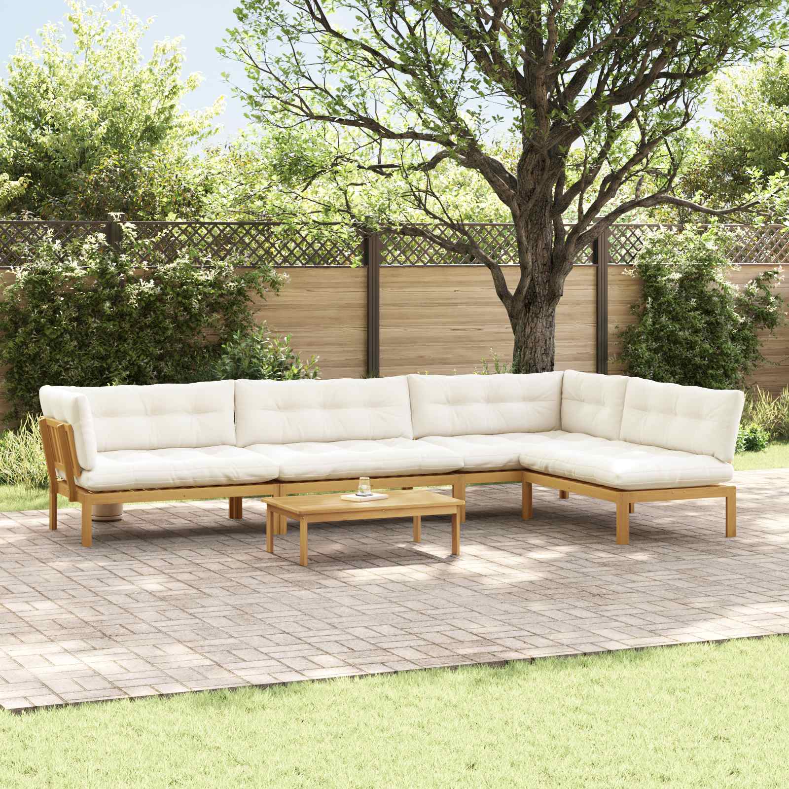 5 Stuk Garden Pallet Sofa Units Massief Acaciahout Licht Bruin is nu te koop bij PeponiXL, paradijselijk wonen!