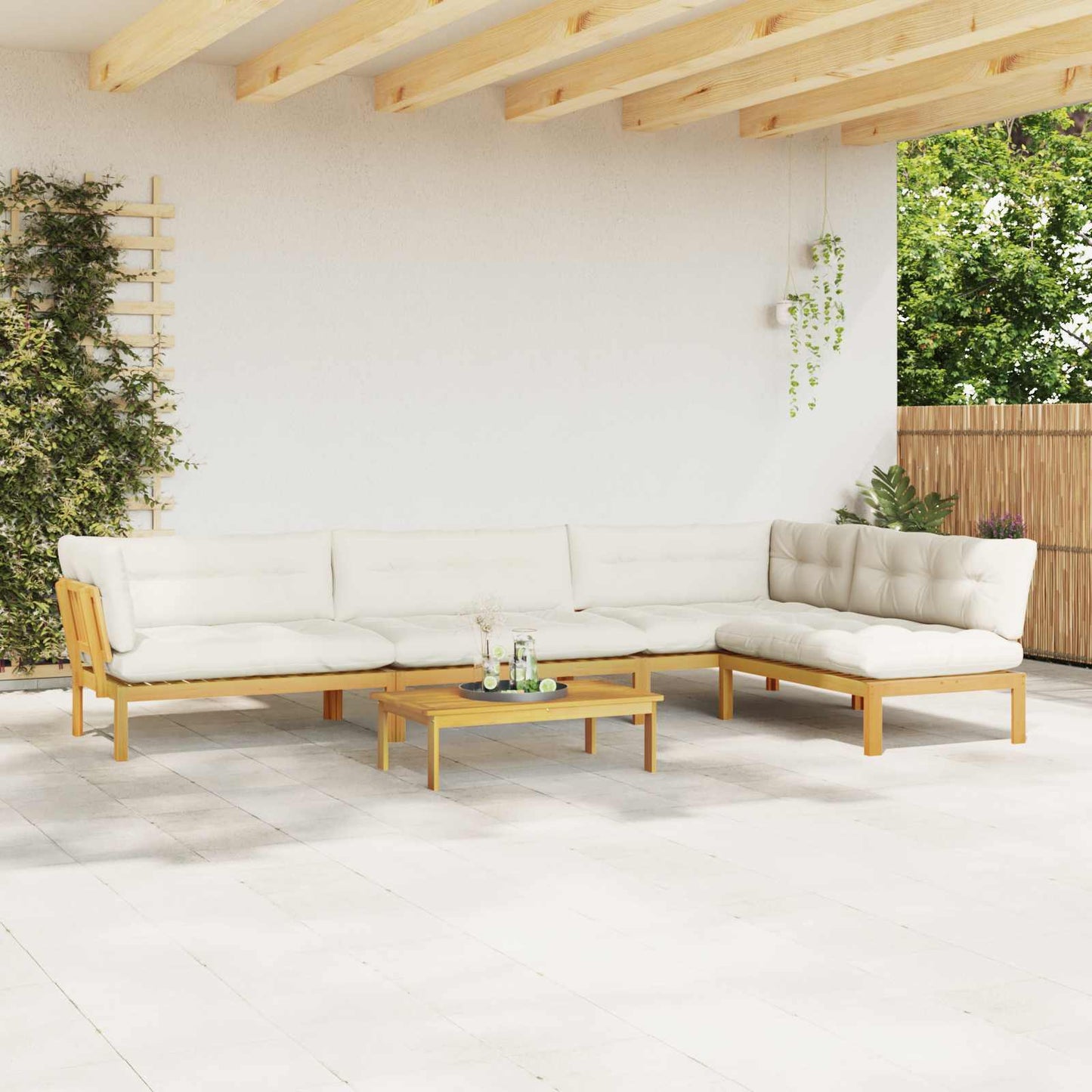5 Stuk Garden Pallet Sofa Units Massief Acaciahout Licht Bruin is nu te koop bij PeponiXL, paradijselijk wonen!