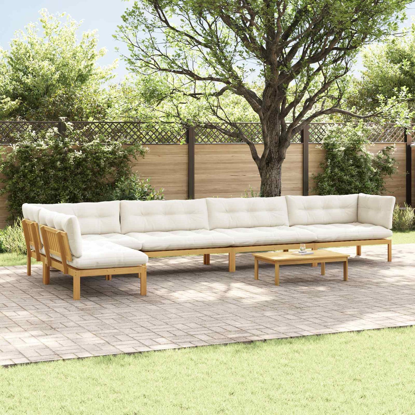 6 Stuk Garden Pallet Sofa Units Massief Acaciahout Licht Bruin is nu te koop bij PeponiXL, paradijselijk wonen!