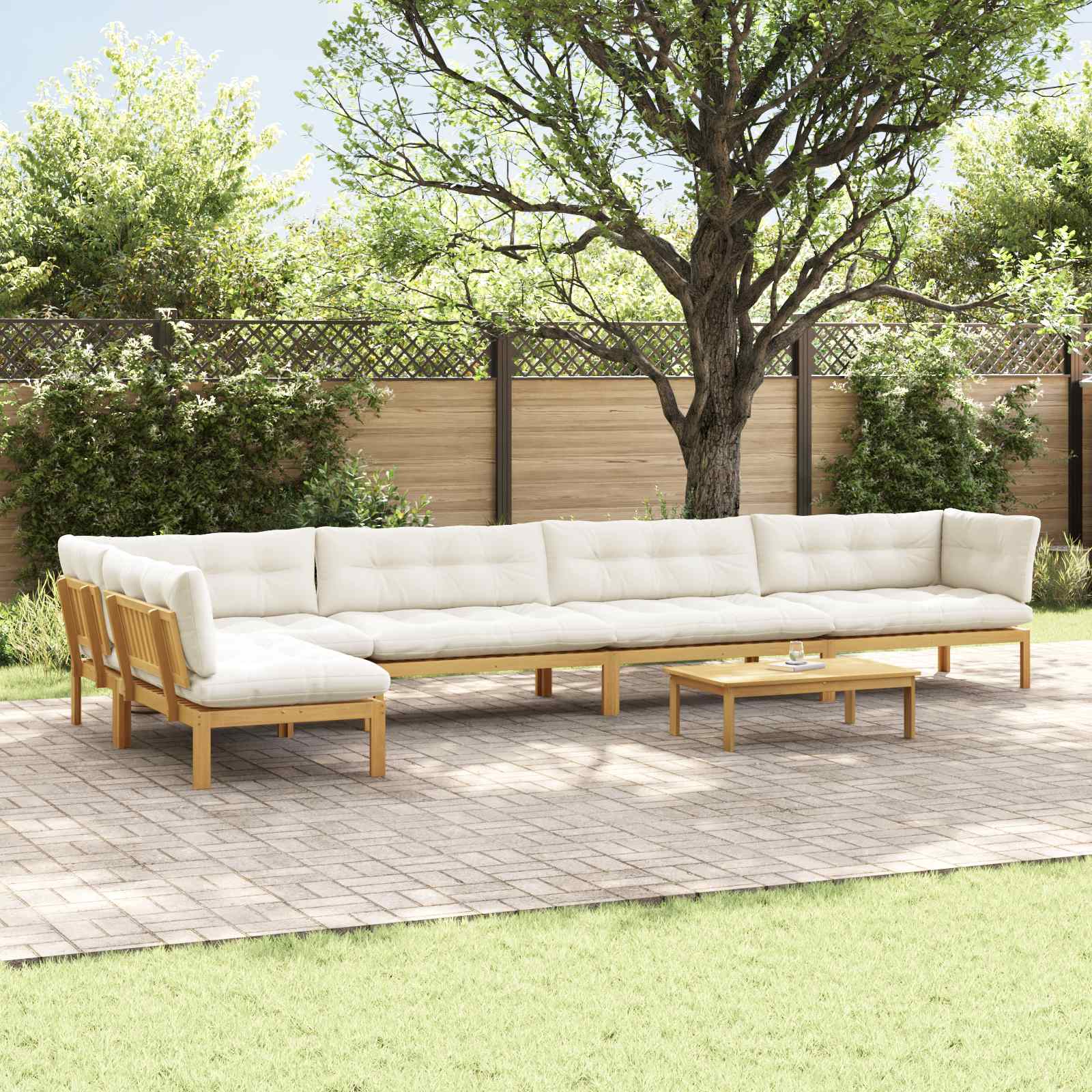 6 Stuk Garden Pallet Sofa Units Massief Acaciahout Licht Bruin is nu te koop bij PeponiXL, paradijselijk wonen!