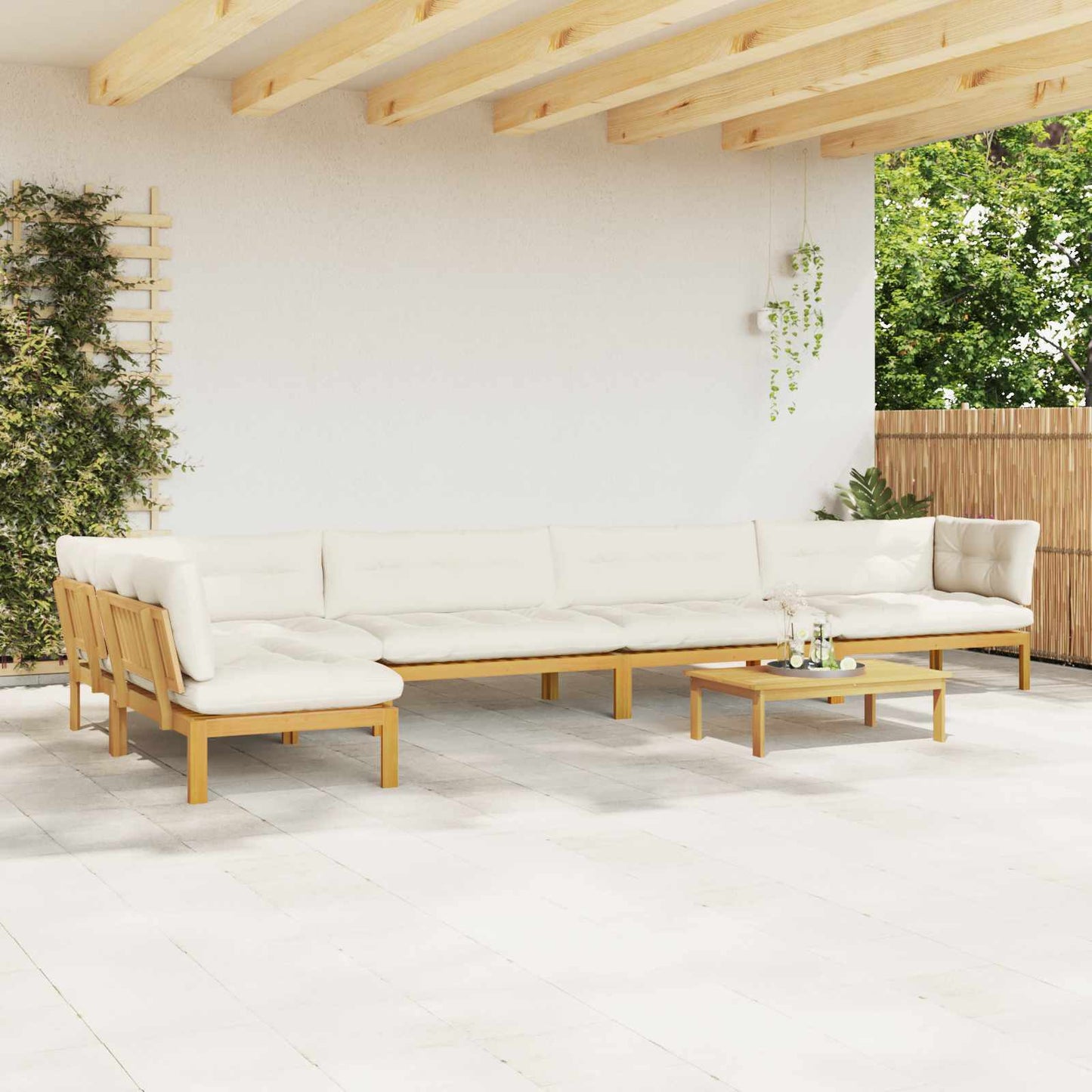 6 Stuk Garden Pallet Sofa Units Massief Acaciahout Licht Bruin is nu te koop bij PeponiXL, paradijselijk wonen!