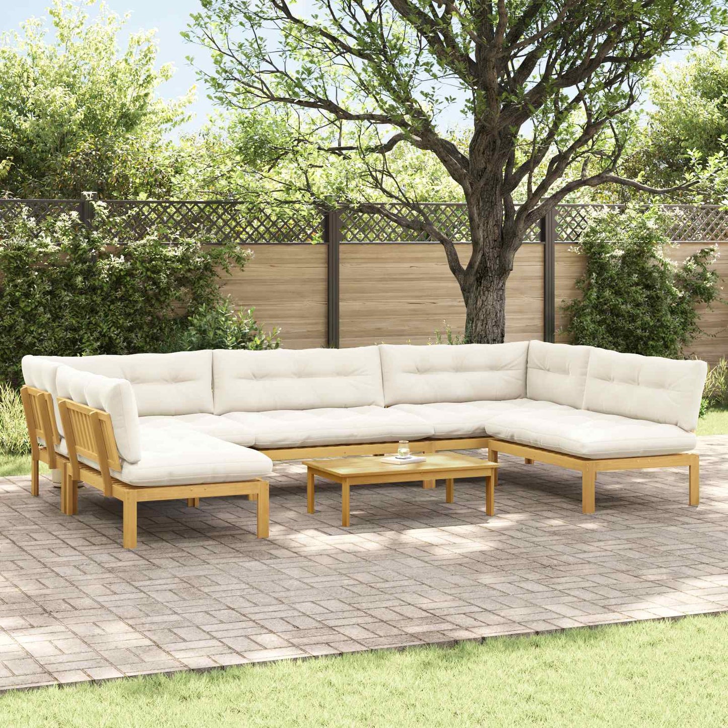 6 Stuk Garden Pallet Sofa Units Massief Acaciahout Licht Bruin is nu te koop bij PeponiXL, paradijselijk wonen!